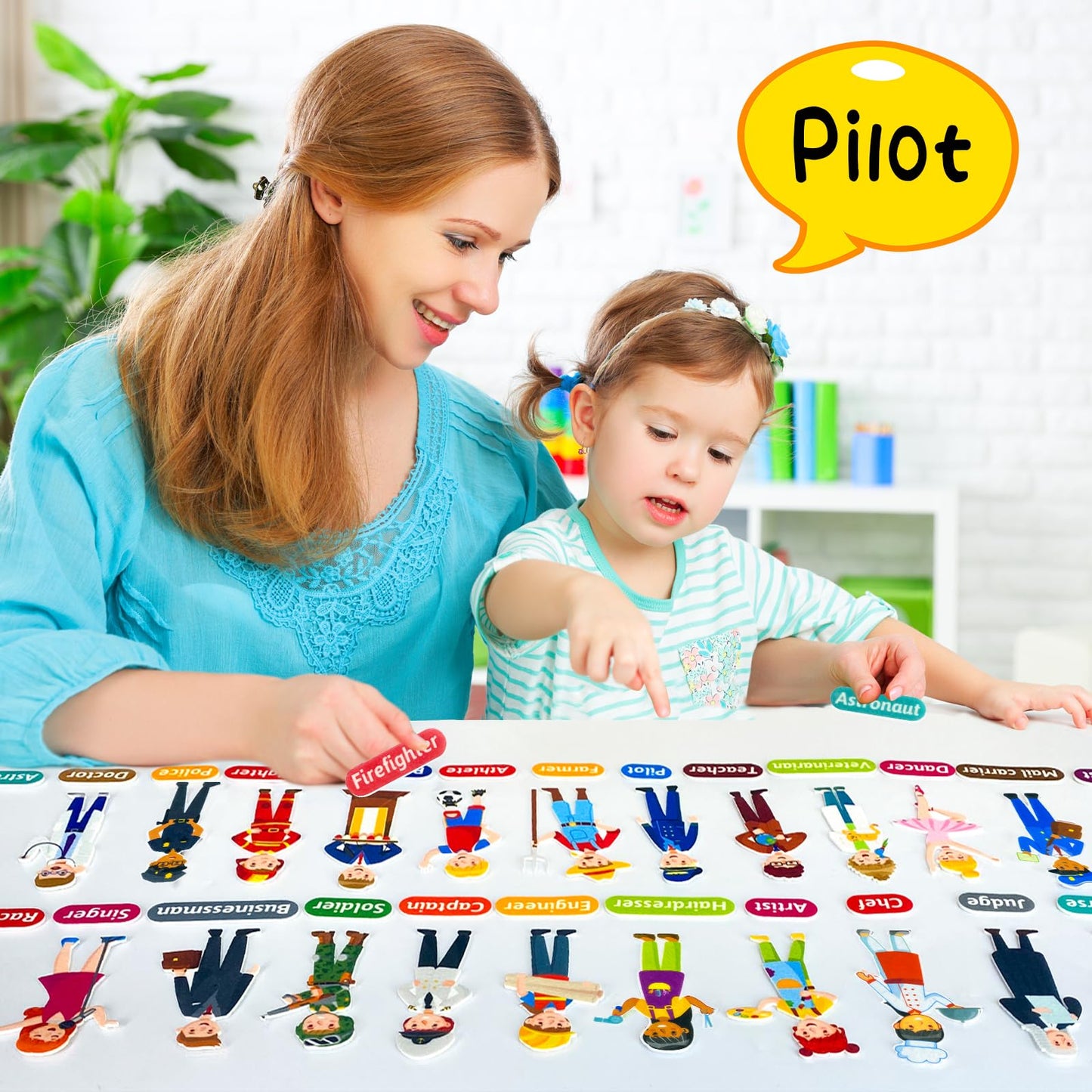 PENGFULL Felt Career Image Dress-Up Learning Pieces,50 Felt Flannel Board Pieces,Career Community Helpers Learning for Toddlers,for Kindergarten,Preschool,Toddlers