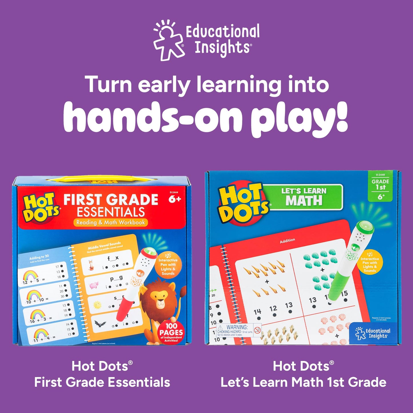 Educational Insights Hot Dots Jr. Let's Master 1st Grade Reading Set - 1st Grade Workbooks with Interactive Pen, Homeschool Learning Activities, Learn to Read Activity Books for Kids Ages 6+