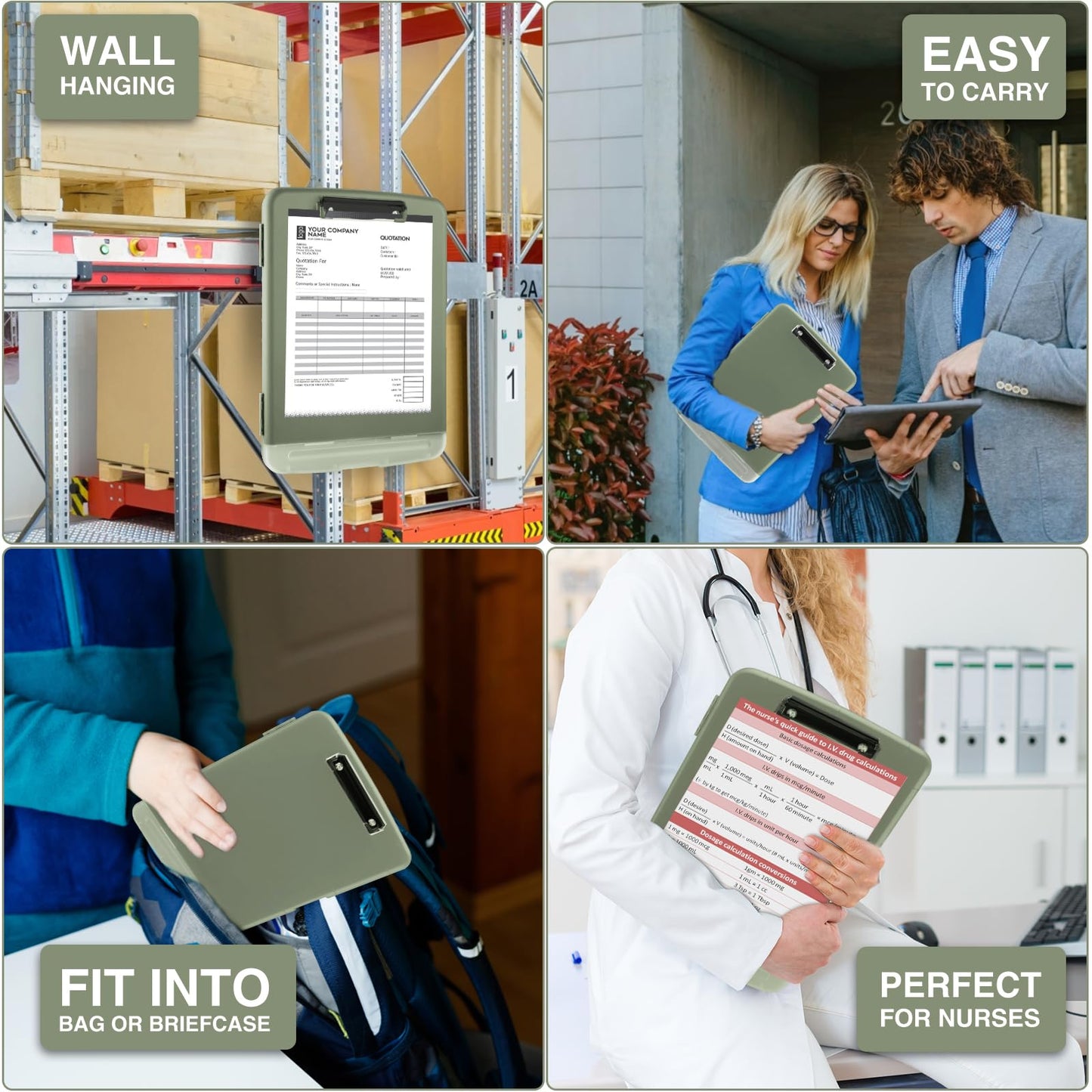 Sooez Clipboard with Storage, High Capacity Nursing Clipboard with Pen Holder, Clip Boards 8.5x11 with Storage, Low-Profile Clip, Lightweight Plastic Clipboard for Teachers, Lawers, Office Workers