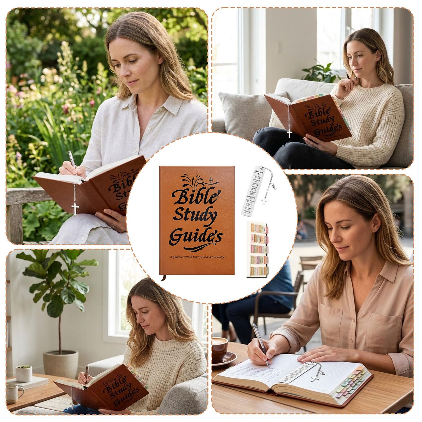 Bible Study Guide, 3 Pcs Bible Study Supplies for Women Includes Bible Study Journals, Bookmark and Bible Tabs for Daily Devotional Practice