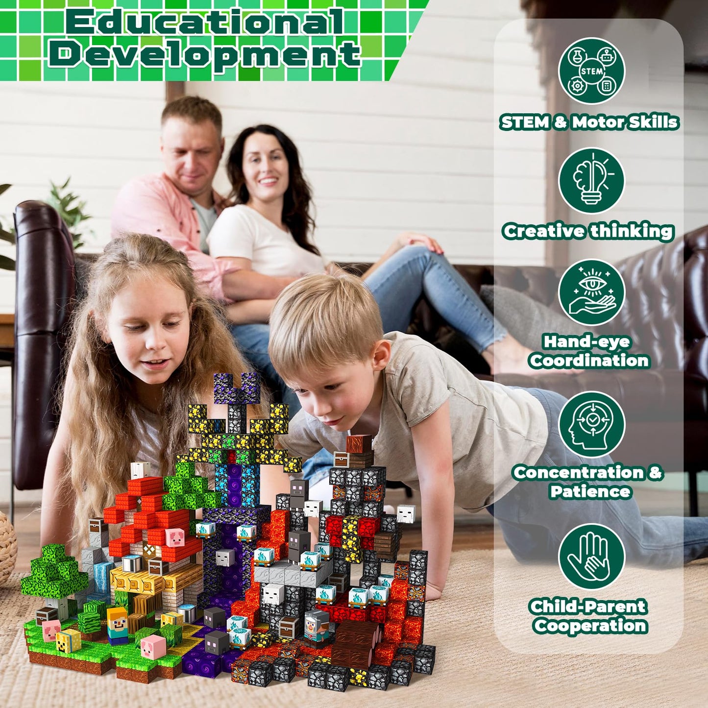 Magneverse Magnetic Blocks - 150 PCS Magnetic Building Blocks for Kids, Magnet Building Cubes for Boys Girls, STEM Montessori Sensory Toys Stacking for 3 4 5 6 7 8 9 10 11 12 13 Birthday Gift