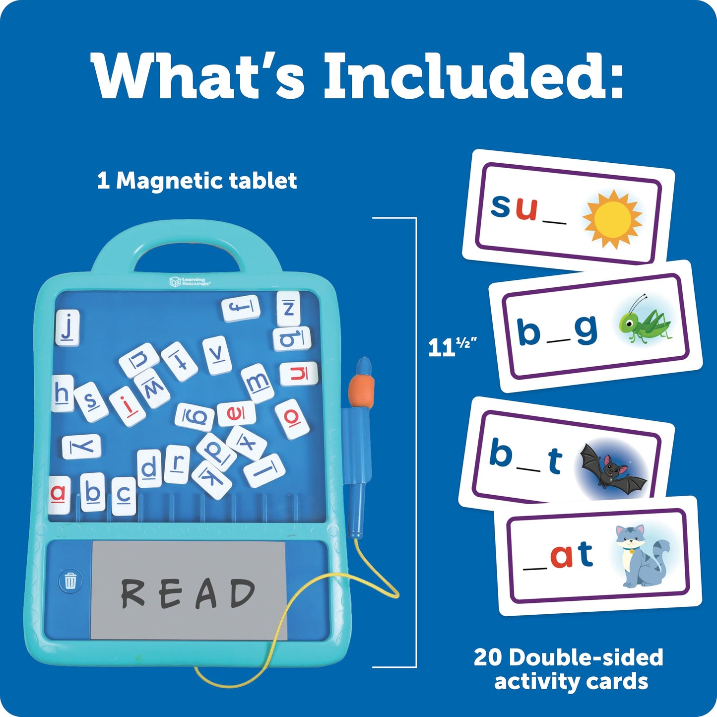 Learning Resources Skill Builders Magnetic Word Builder, Learn to Read, Phonetic Alphabet, Puzzle Board, ABC Kids Games, Sensory Board For Kids, Fine Motor Skills, Birthday Gift