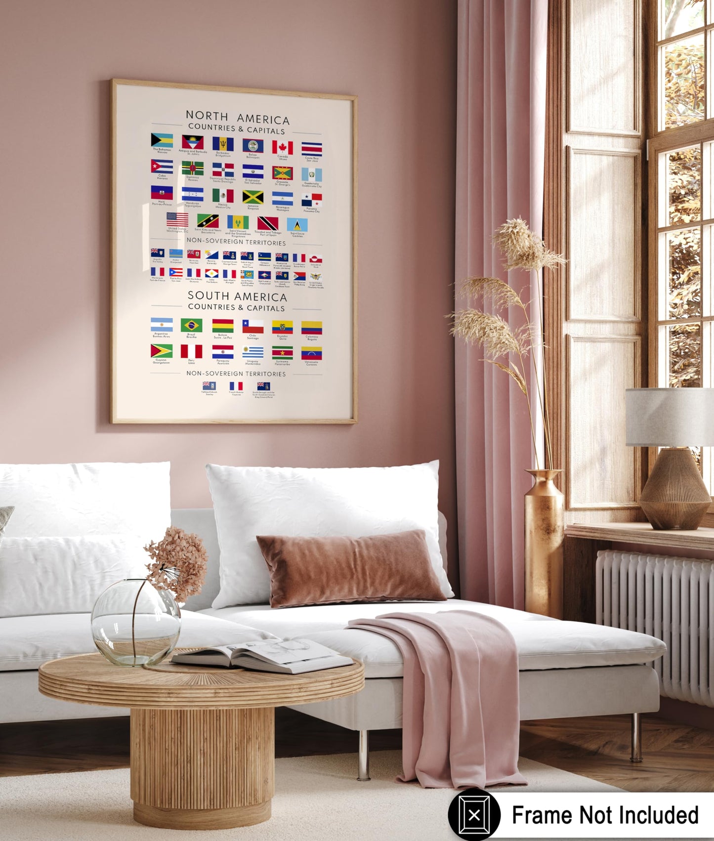 Poster Master Flags of the Americas Poster - North & South American Countries & Capitals Print - Educational Art - Gift for Student & Teacher - Decor for Classroom or Library - 8x10 UNFRAMED Wall Art