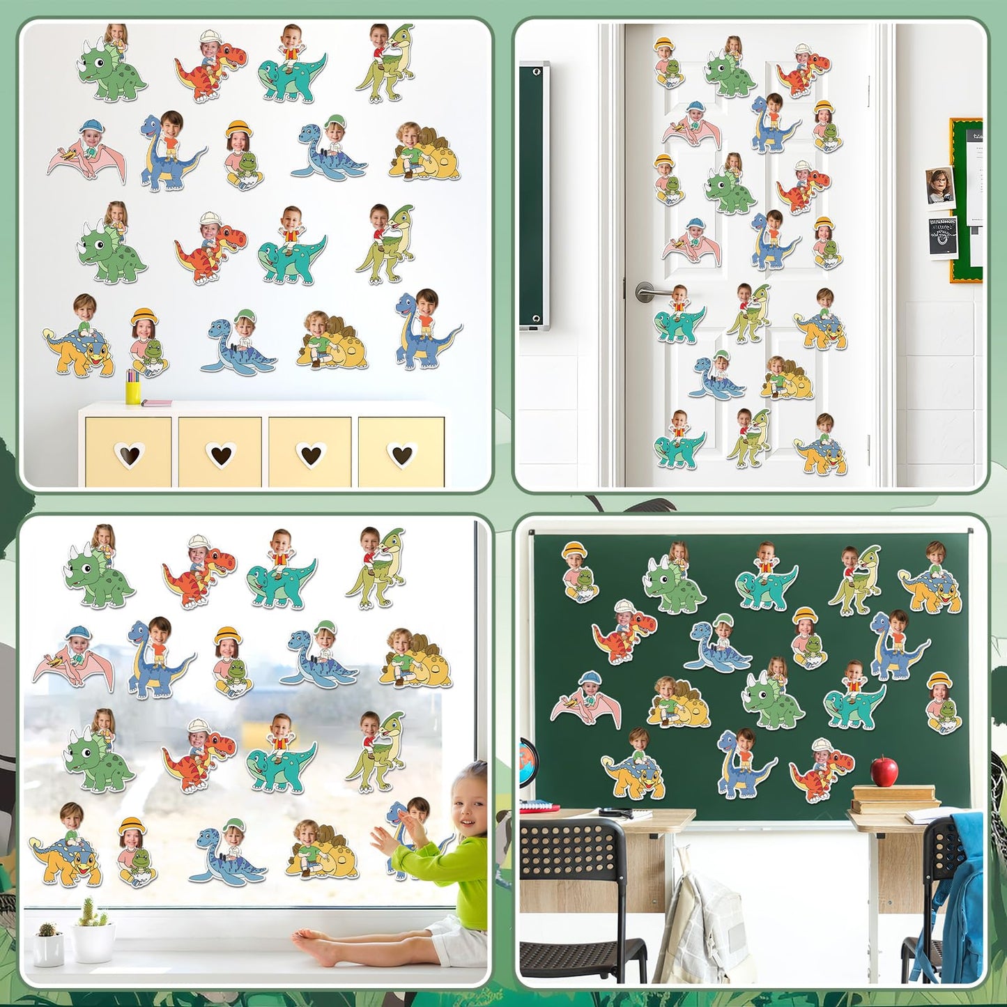 60pcs Dinosaur Theme DIY Cutouts Dinosaur Bulletin Board Decoration Set Cute Dino Jungle Paper Cut-Outs Classroom Decor for Boy Girl Classroom DIY Photo Craft Kindergarten School Wall Door Supplies