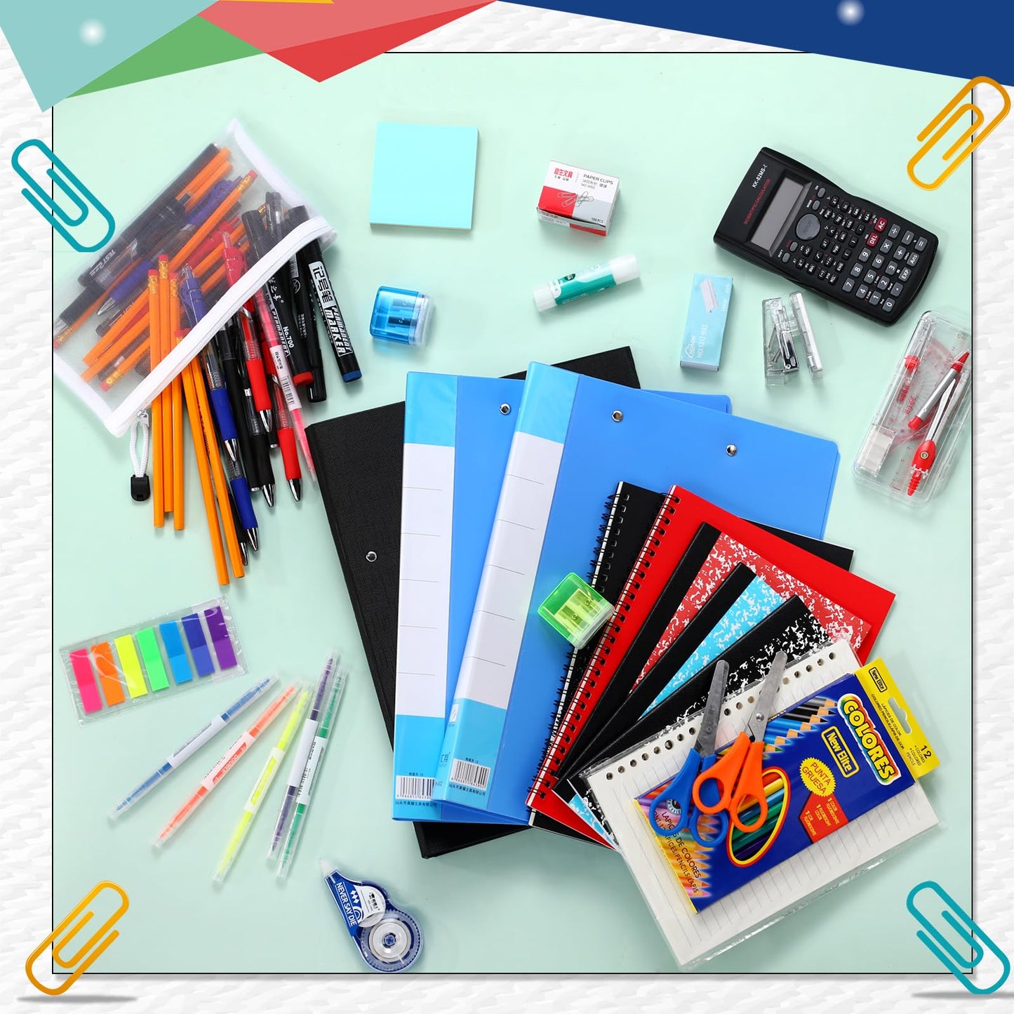 Gilprop 81 Pcs School Supply Kit with Backpack Back to School Supplies Bundle Bulk School Essentials for Elementary Middle High School Students Includes Folders Notebooks Pencils and More(Black)