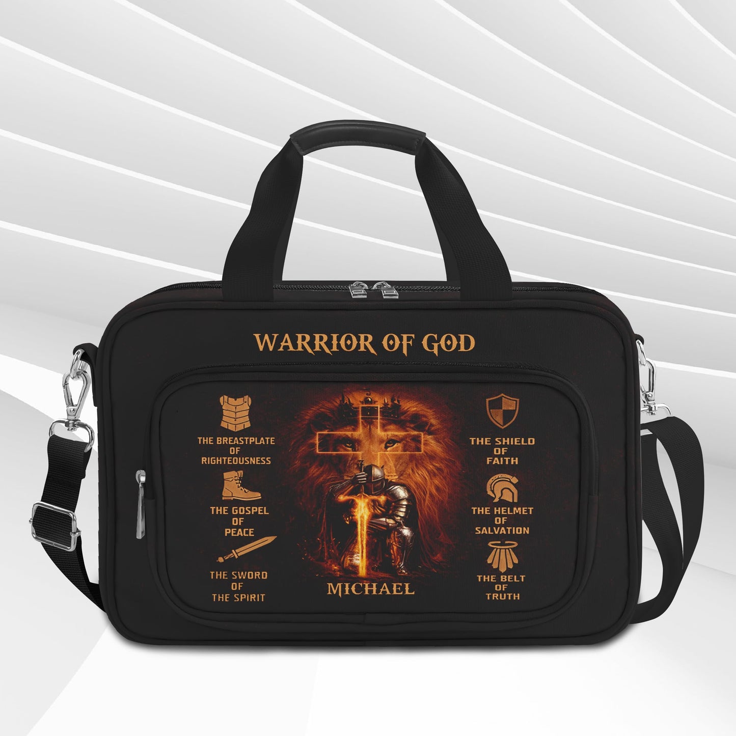 LAOTANGJIA God Bible Cover Case for Boys Men Kids,God Says I Am Bible Canvas Carrying Case Bag with Detachable Shoulder Strap, Pens and Highlighters Cross Clips for Bible Study & Church