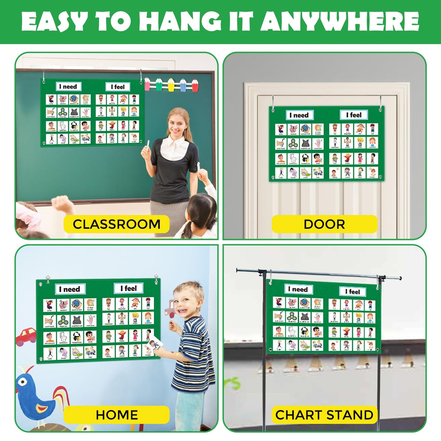 KIKIGOAL Feelings Chart For Preschool Teacher Supplies, Social Emotional Learning Pocket Chart, Autism Visual Behavior Management, Daycare Essentials, Calm Down Corner Classroom Supplies
