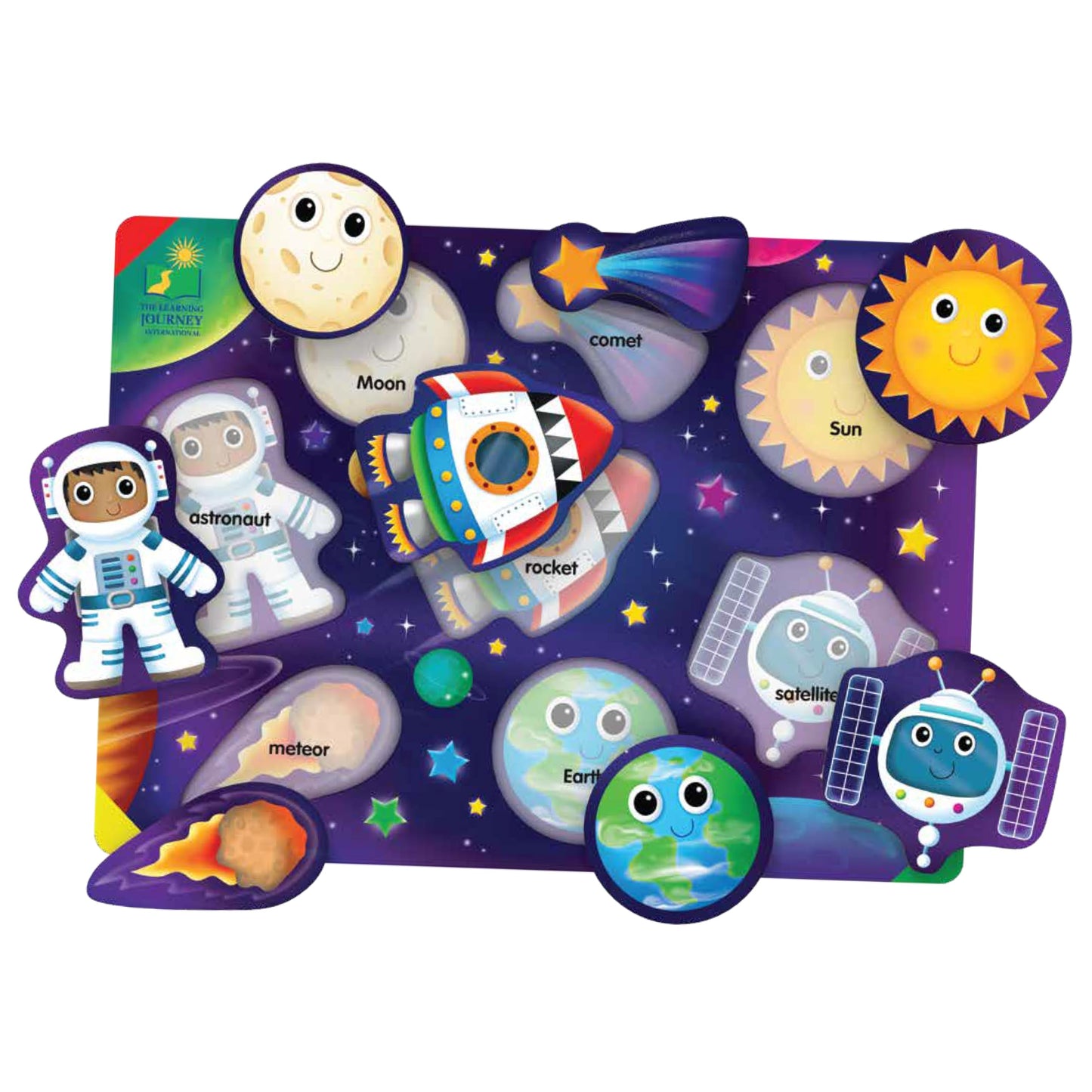The Learning Journey Space Puzzle Lift & Learn - 26 Pieces - Cardboard, Outer Space Theme for Toddlers 2-5 Years