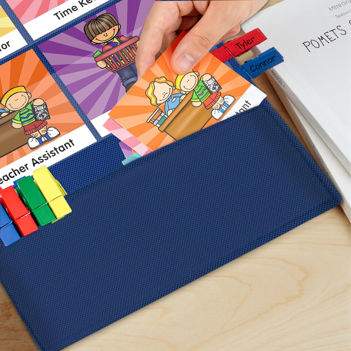 Classroom Jobs Pocket Chart with 47 Cards, Class Management Helpers for Preschool Elementary Homeschool, Teachers Must Haves Educational Supplies for Students