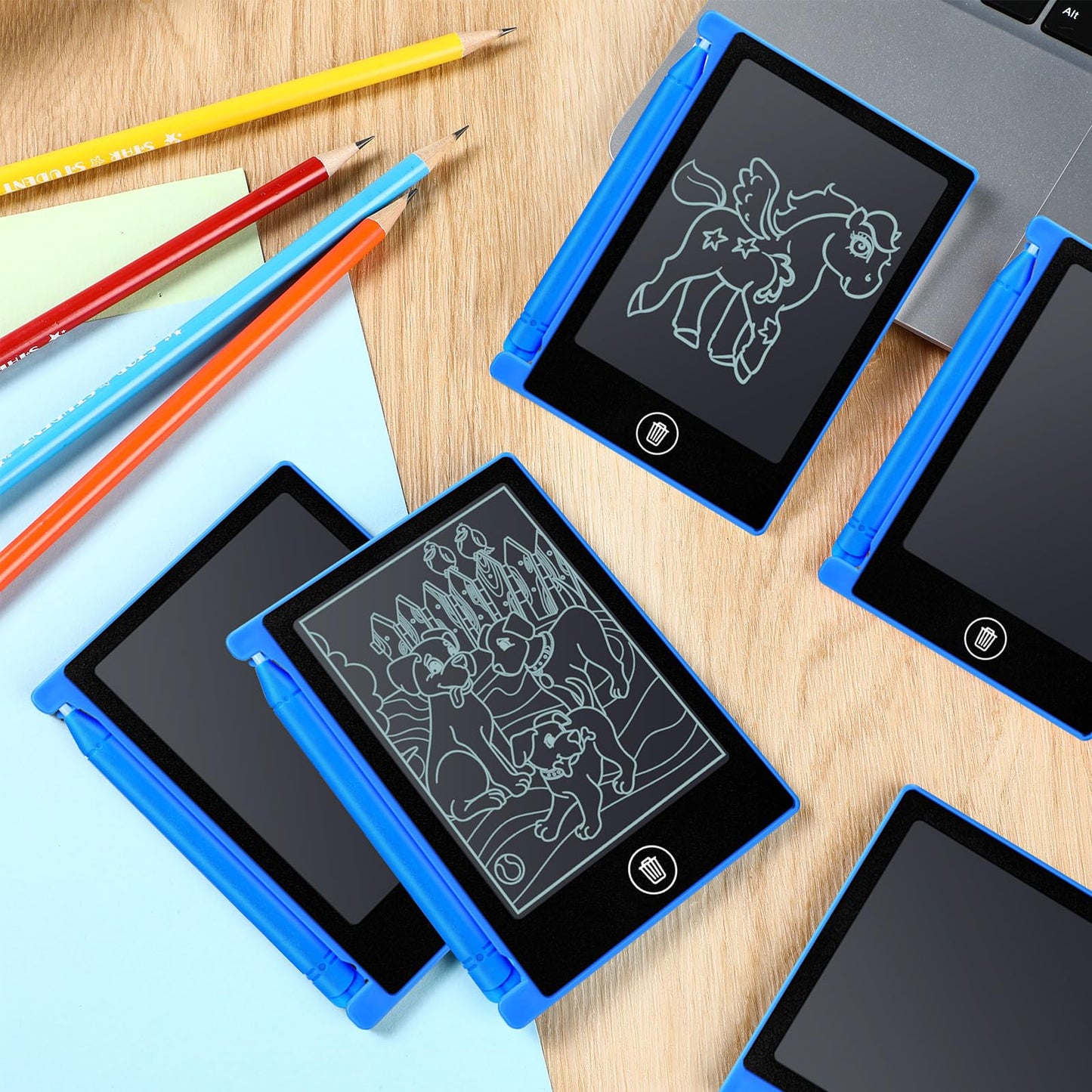 Nezyo 16 Pack 4.5 Inch Mini LCD Writing Tablet for Kids Electronic Doodle Board Bulk Erasable Drawing Tablet Reusable Writing Pad for Girls Boys Party Favor Goodie Bag Classroom Gifts(Blue)