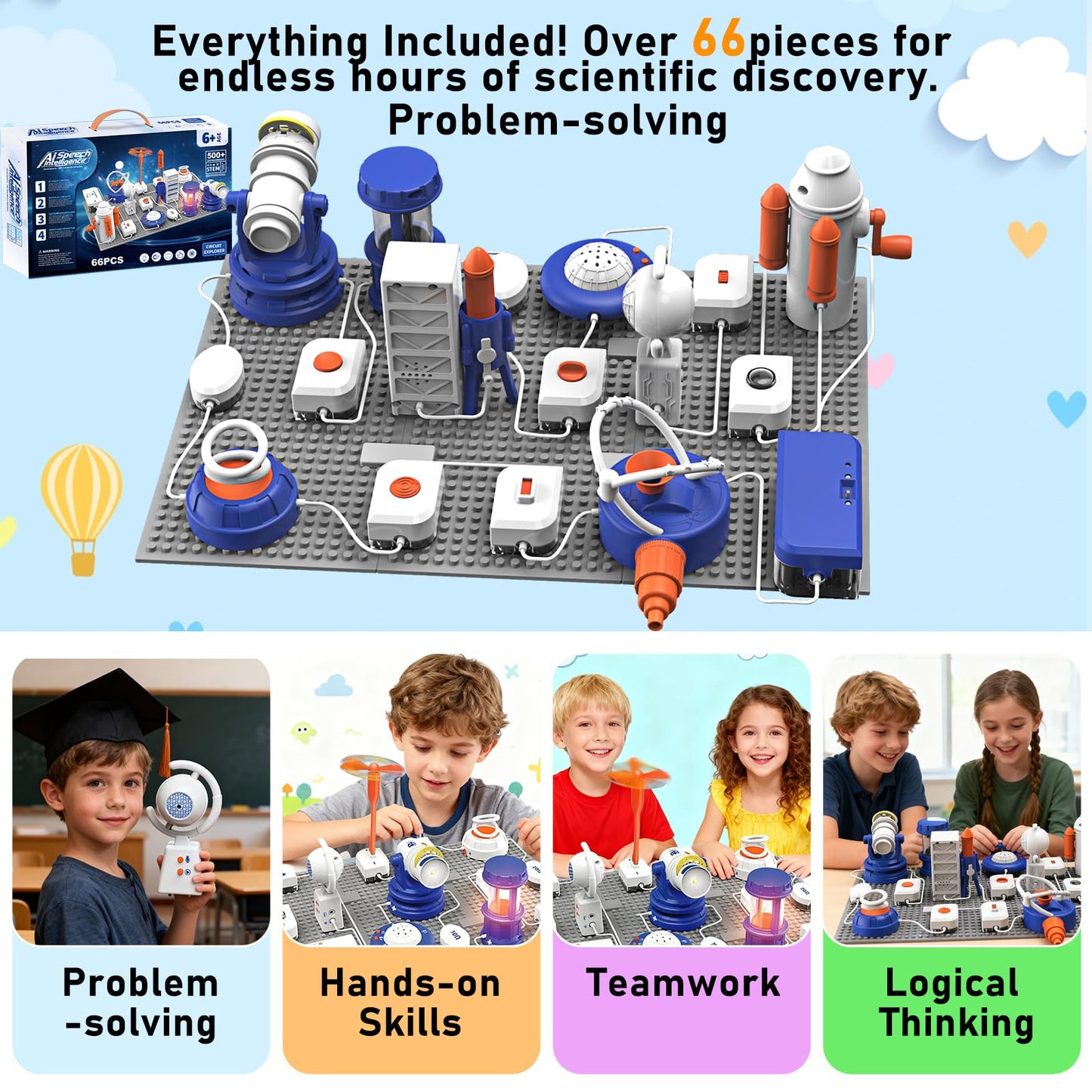 ElapseGlow AI Science Kit for Kids 6-12 Years | STEM Robotics & Electronic Circuit Building Kit with 66 Pcs & 500+ Experiments | Voice Controlled Educational Engineering Toys for Boys & Girls