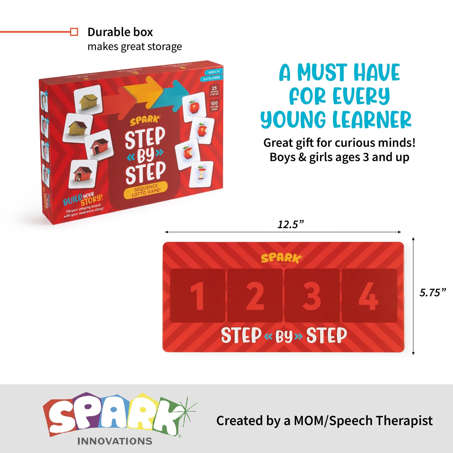 SPARK INNOVATIONS Sequence Board Game, Sequencing Card Game, Homeschool Supplies, Sequence Cards for Kids Picture Cards, Preschool Must Have, Educational Board Games