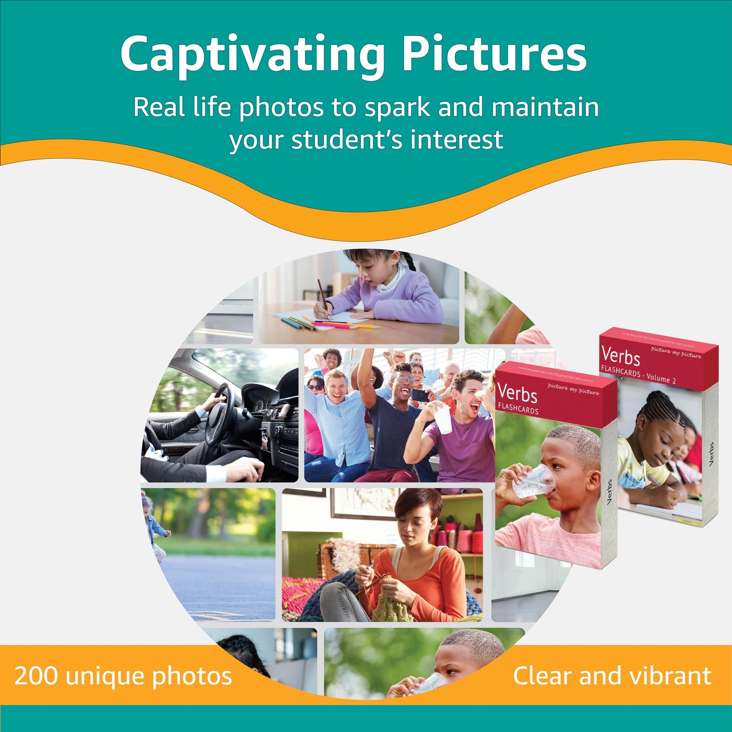 Picture My Picture Verbs Flash Card Bundle - Speech Therapy Tool for Vocabulary, Communication & Thinking, Scratch-Resistant with Activity Guide, Suitable for Education, ESL & ABA – Set of 80