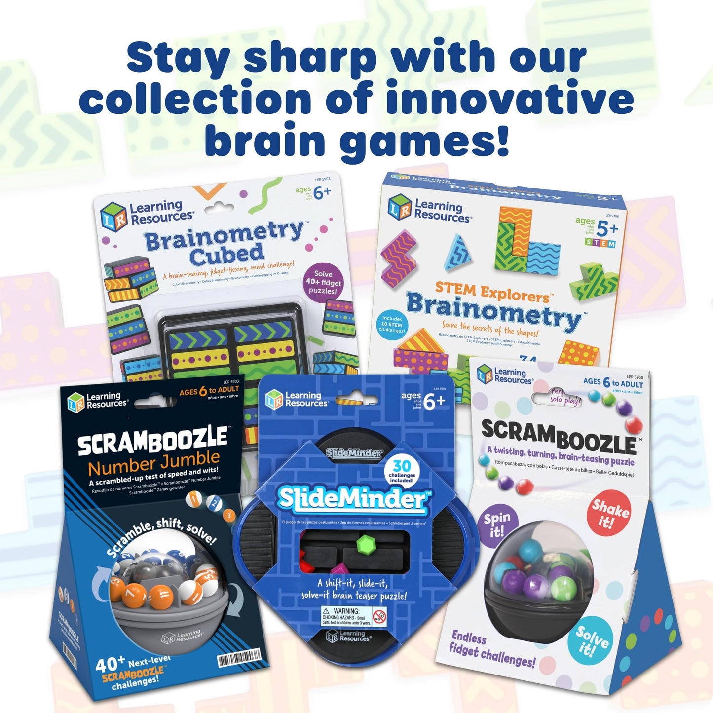 Learning Resources STEM Explorers Brainometry - 3D Puzzle Games for Kids, Kids Travel Games, Brain Teaser Puzzles, Pattern Memory Game, Brain Game Toys, Classroom Toys, 5 Year Old Boy and Girl Gifts