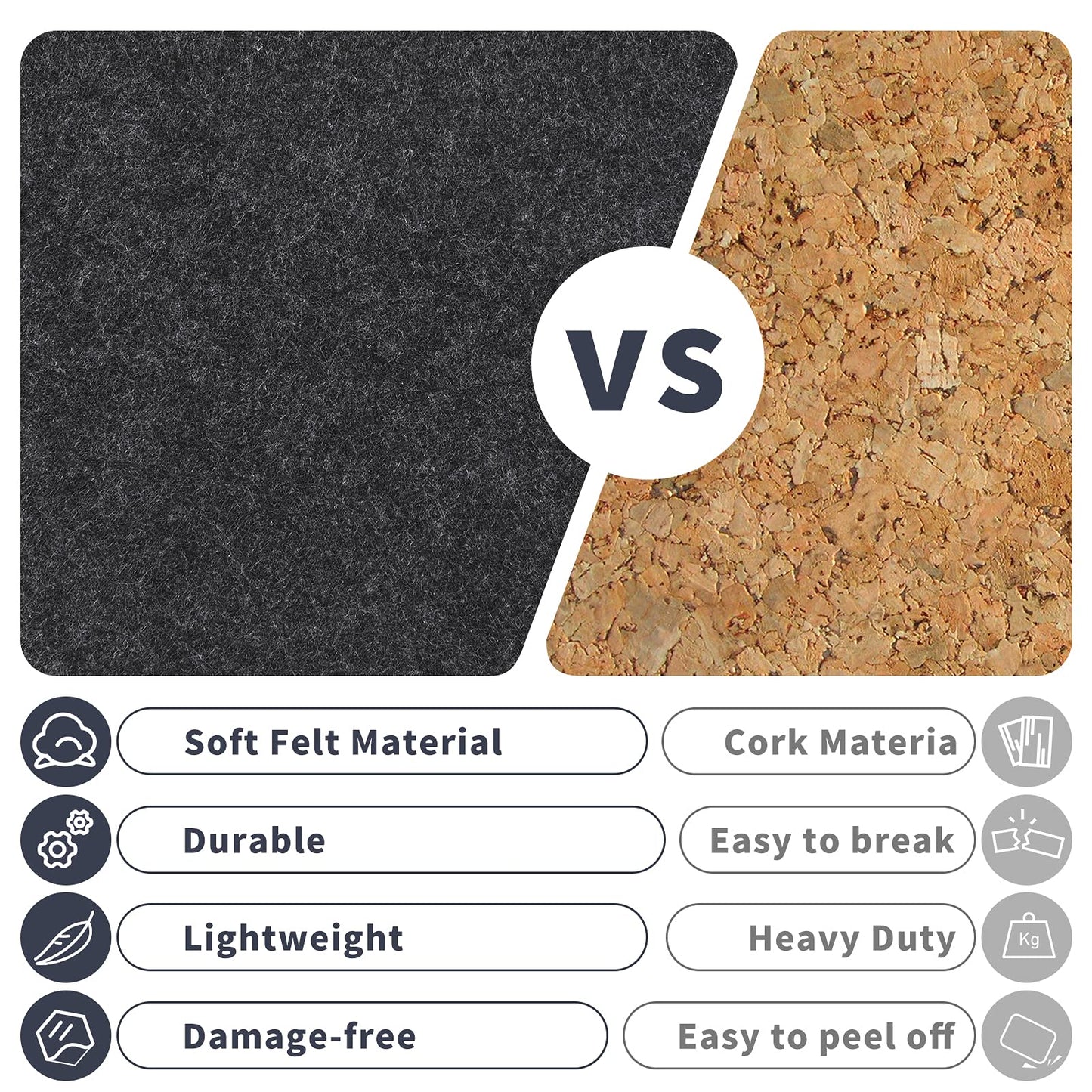 SEG Direct Hexagon Felt Cork Board Tiles, Hexagon Felt Bulletin Board Tiles Self Adhesive Picture Board, Memo Notice Tiles Pin Board for Walls Office, 11.8" x 10.2", 5PCS(Black)