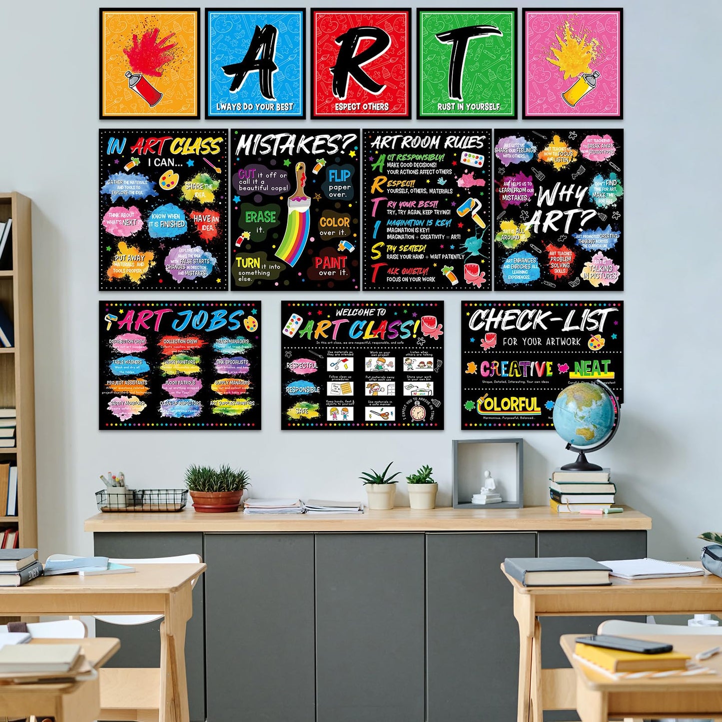 12 Pcs Creative Art Posters Inspirational Quotes Bulletin Board Art Teacher Wall Prints Artist Classroom Rules Educational Wall Decor for Back to School Learning Space Studio Library Teacher Supplies