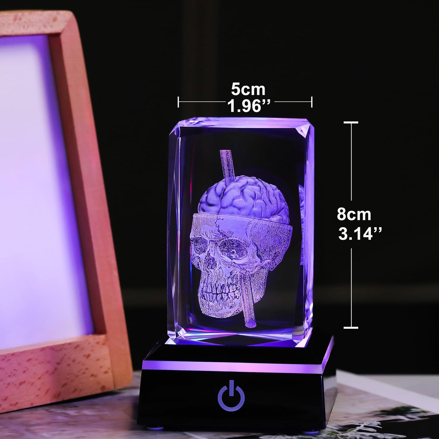 Qianwei 3D Crystal Skull Decor- Halloween Skull Light Witch Figurines Occult Medieval Goth Satanic Home Desk Glass Skull Decor Witchy Gifts Horror Lilith Statue