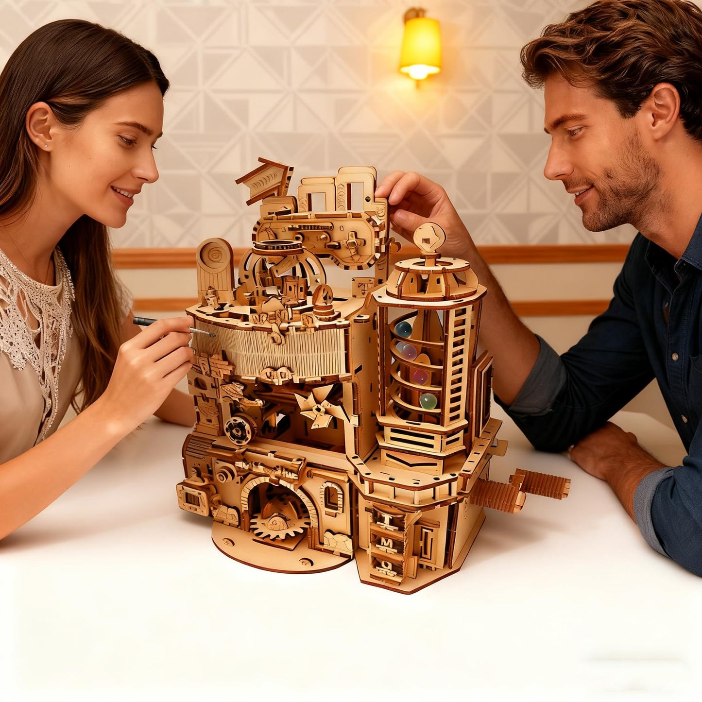 Wooden 3D Puzzle for Adults DIY Model Kits Wood Mechanical Crafts Set to Build Gift for Women Men Age 14+ Years Old