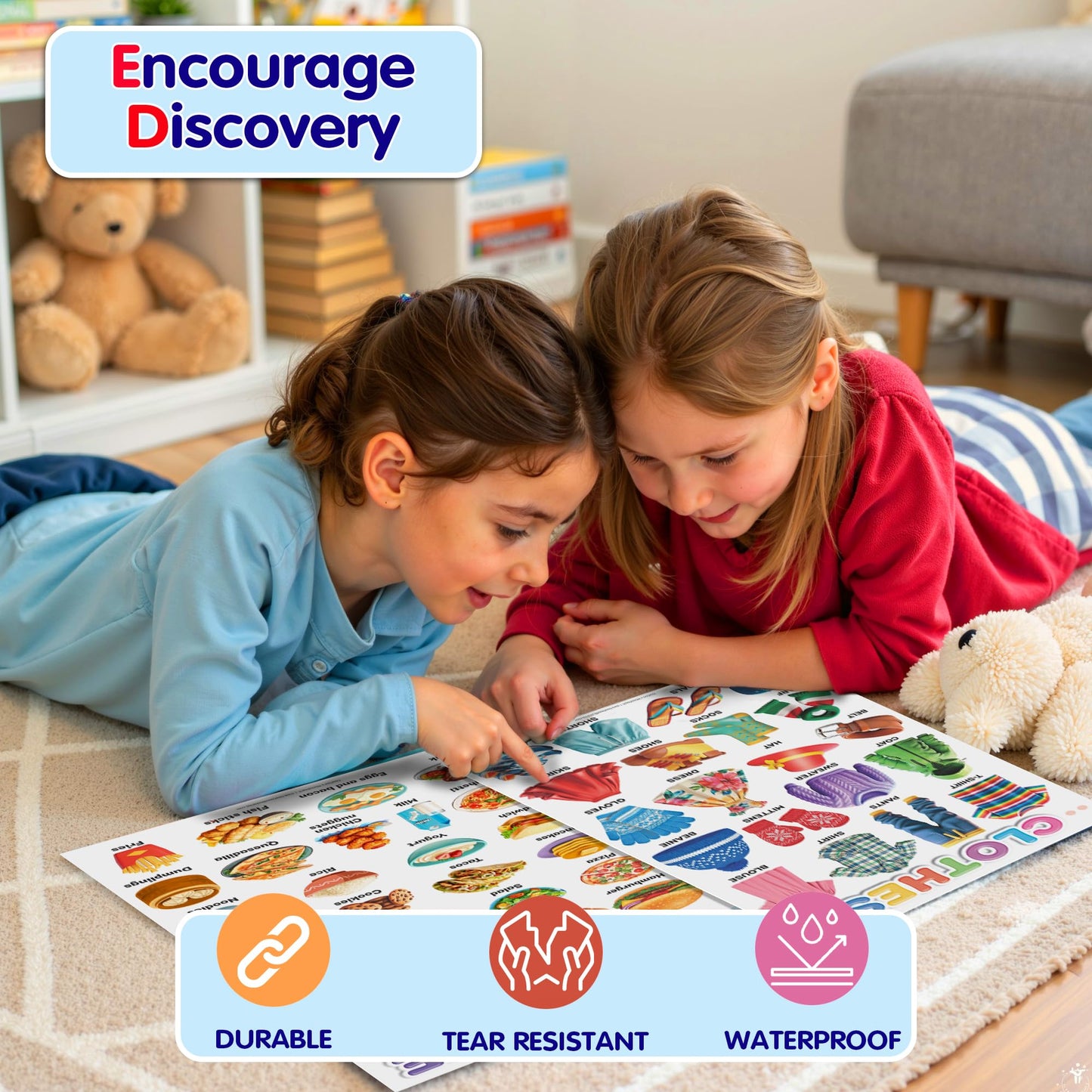DeeDee's Workshop 16 Educational Posters vol. 2, Toddler Wall Decor, Daycare Essentials, Pre K Learning Materials (English vol. 2)