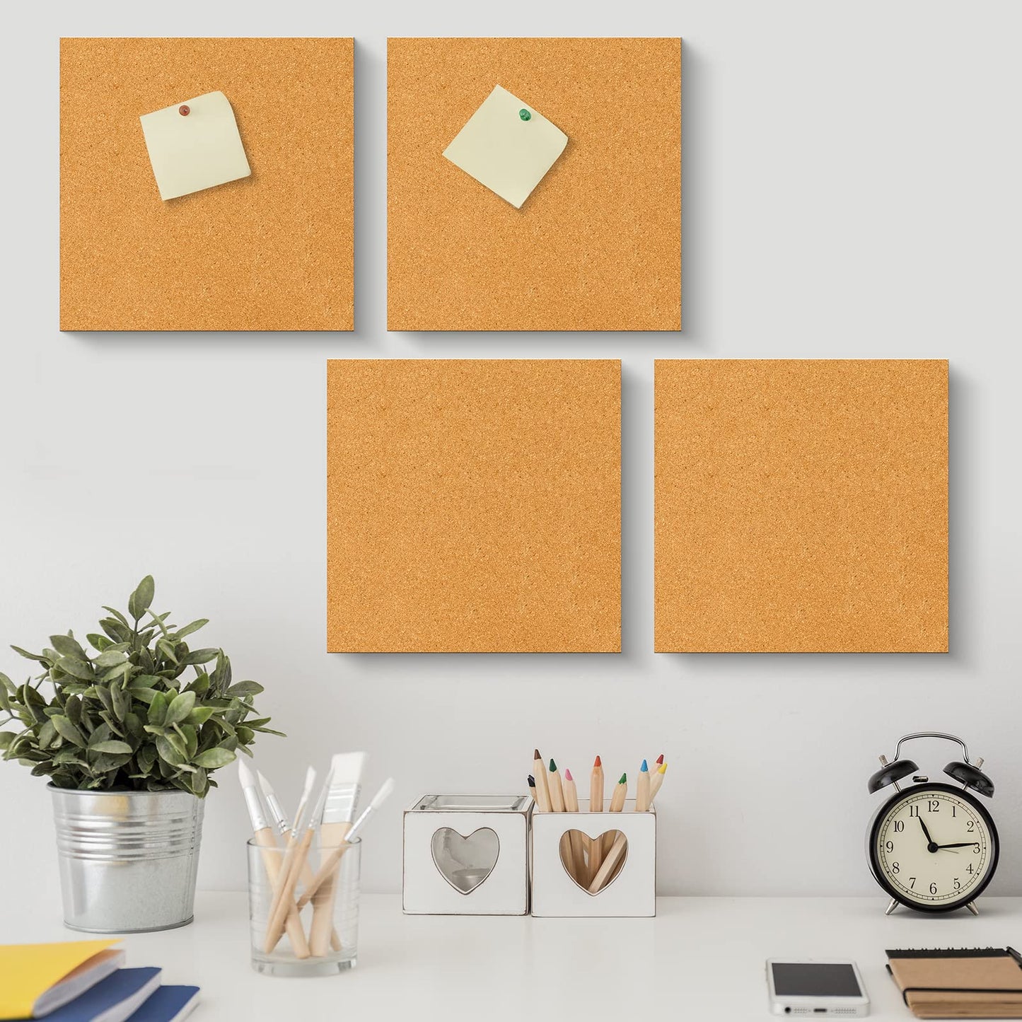 Reginary 19 Cork Board Tiles 12 x 12 in 0.5 in Thick Square Bulletin Boards Cork Tiles Bulk with Push Pins Mini Natural Self Adhesive Backing Corkboards for Wall Home Office Floor DIY(14 Pcs)