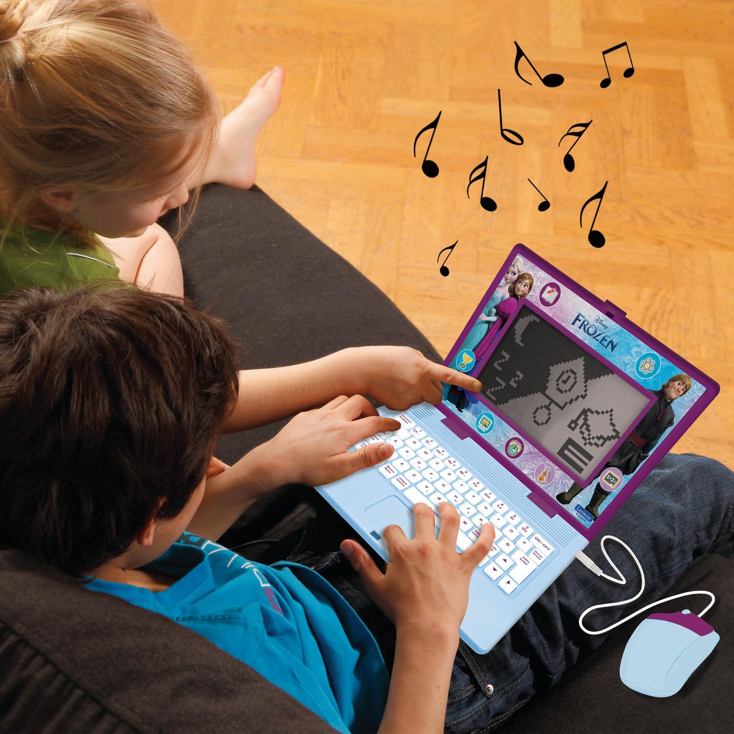 Lexibook, Frozen, Bilingual and Educational Laptop Spanish/English, Toy for Children, 170 Activities to Learn, Play Games and Music, Large Screen, Purple/Blue, JC599FZi2