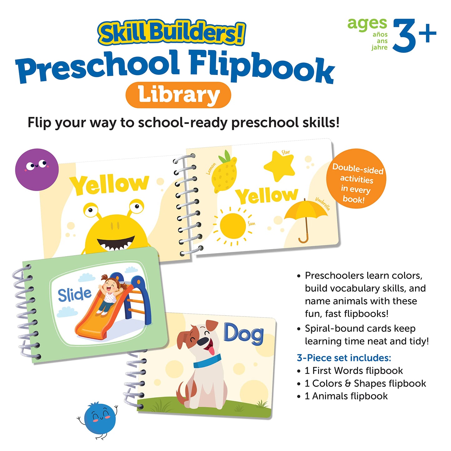 Learning Resources Skill Builders! Toddler Flipbook Library - 3 Pieces, Ages 2+, Educational Toys, Toddler Alphabet Activity Books, Homeschool Supplies