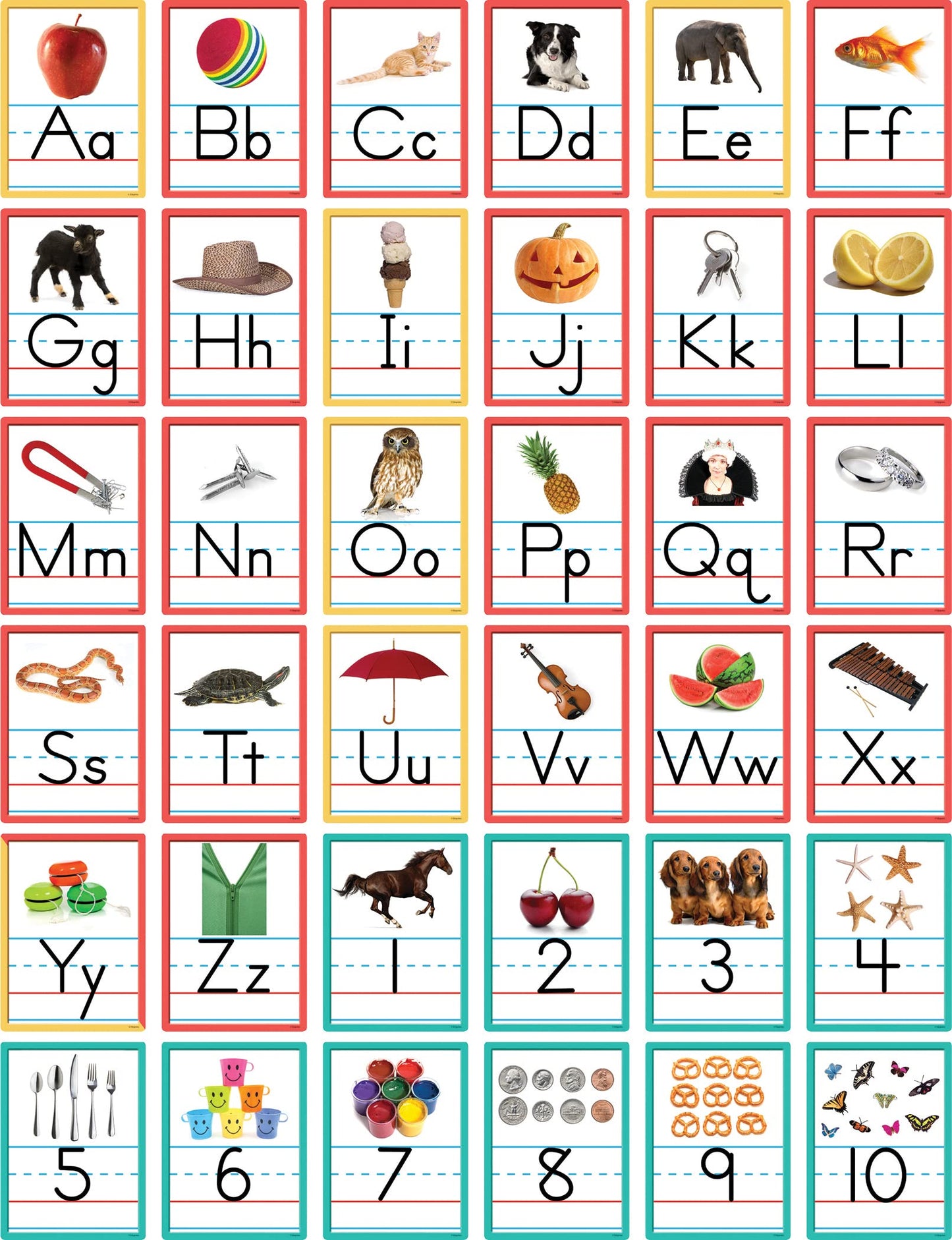 Edupress Alphabet and Numbers Accents, Pack of 36 Multicolored 6" x 8"
