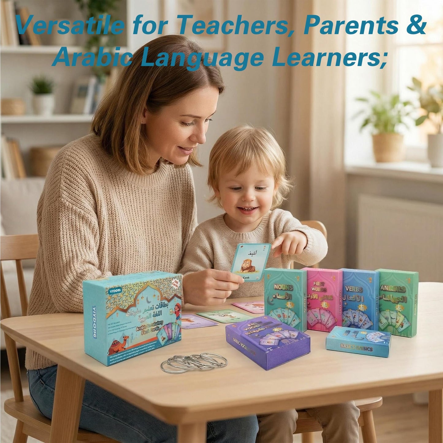 Arabic Flash Cards - Arabic Vocabulary Flash Cards for Beginners and Toddlers, Kids, Teens and Adults Include First Words, Nouns, Verbs