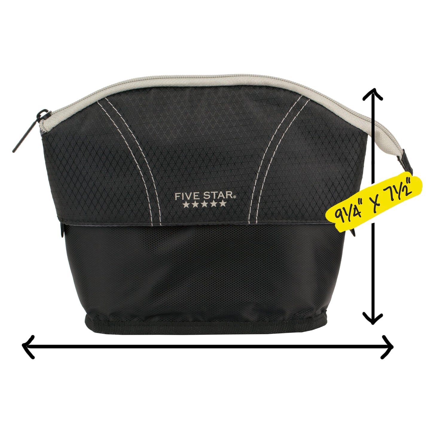 Five Star Pencil Pouch, Pen Case, Quick View Expandable Zipper Pouch, Storage Organizer for School Supplies Earbuds Chargers Cables Makeup, Black/Grey (507610A-ECM)