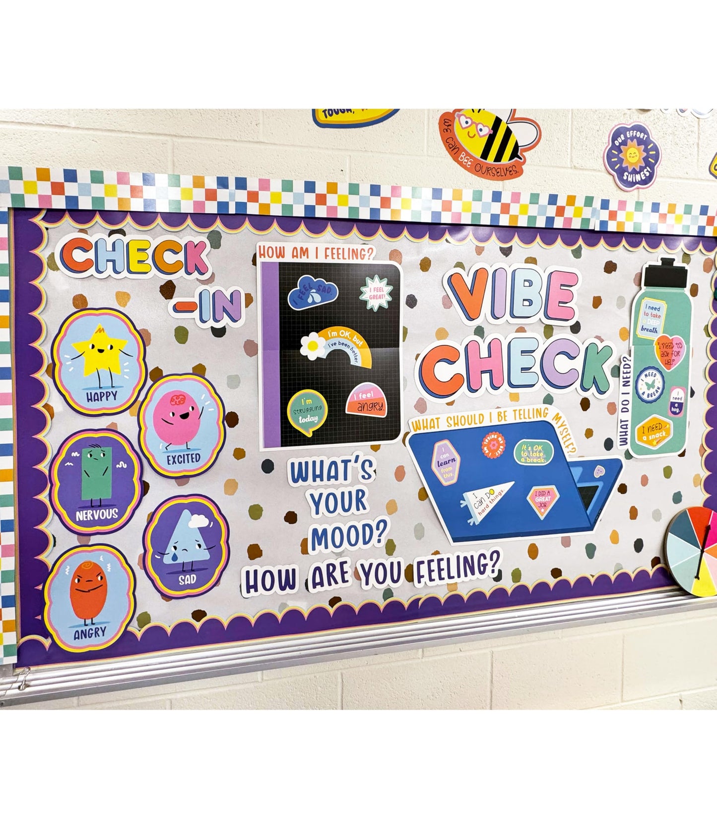 Carson Dellosa Pre-Punched We Stick Together 46-Piece Emotions Check-in Bulletin Board Set, Calming Corner Accents, Feelings Chart, Mood Board and More, Calm Down Corner, SEL Classroom Décor