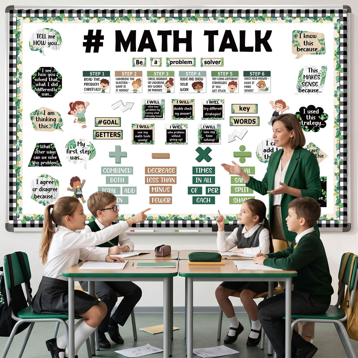 Pajean 85 Pcs Math Bulletin Board Set Math Posters Classroom Decorations for Elementary Middle High School Mathematics Education Posters Teacher Supplies(Plant)