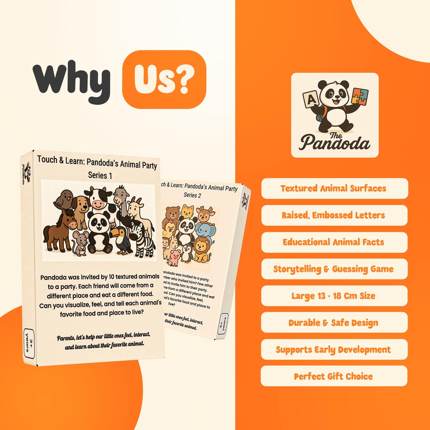 Touch & Feel Textured Animal Flashcards β Montessori Sensory Cards with Embossed Letters for Toddlers | Speech Development, Visual Learning, Travel Friendly Play & Party Favor (Series 1)