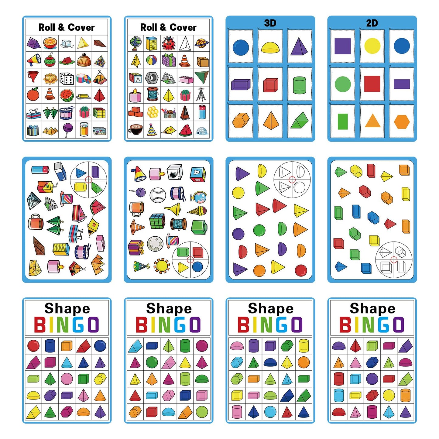 Odoorgames 100 Pcs 3D Shapes for Teaching - Geometric Solids and Geometry Manipulatives for Classroom - Enhance Learning Experience