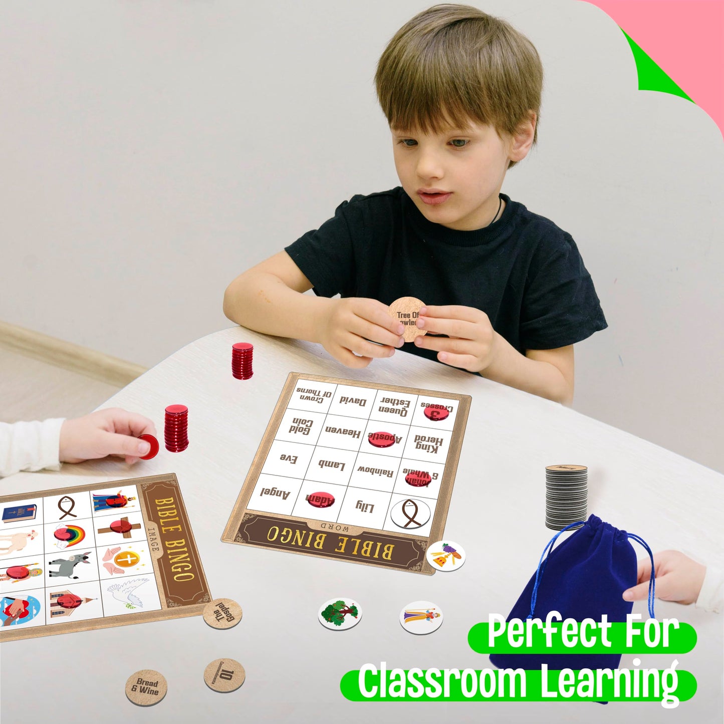 SpriteGru Bible Bingo Game, Multiple Players Bingo Game for Christian, Bible School Kids Christian Sunday Church