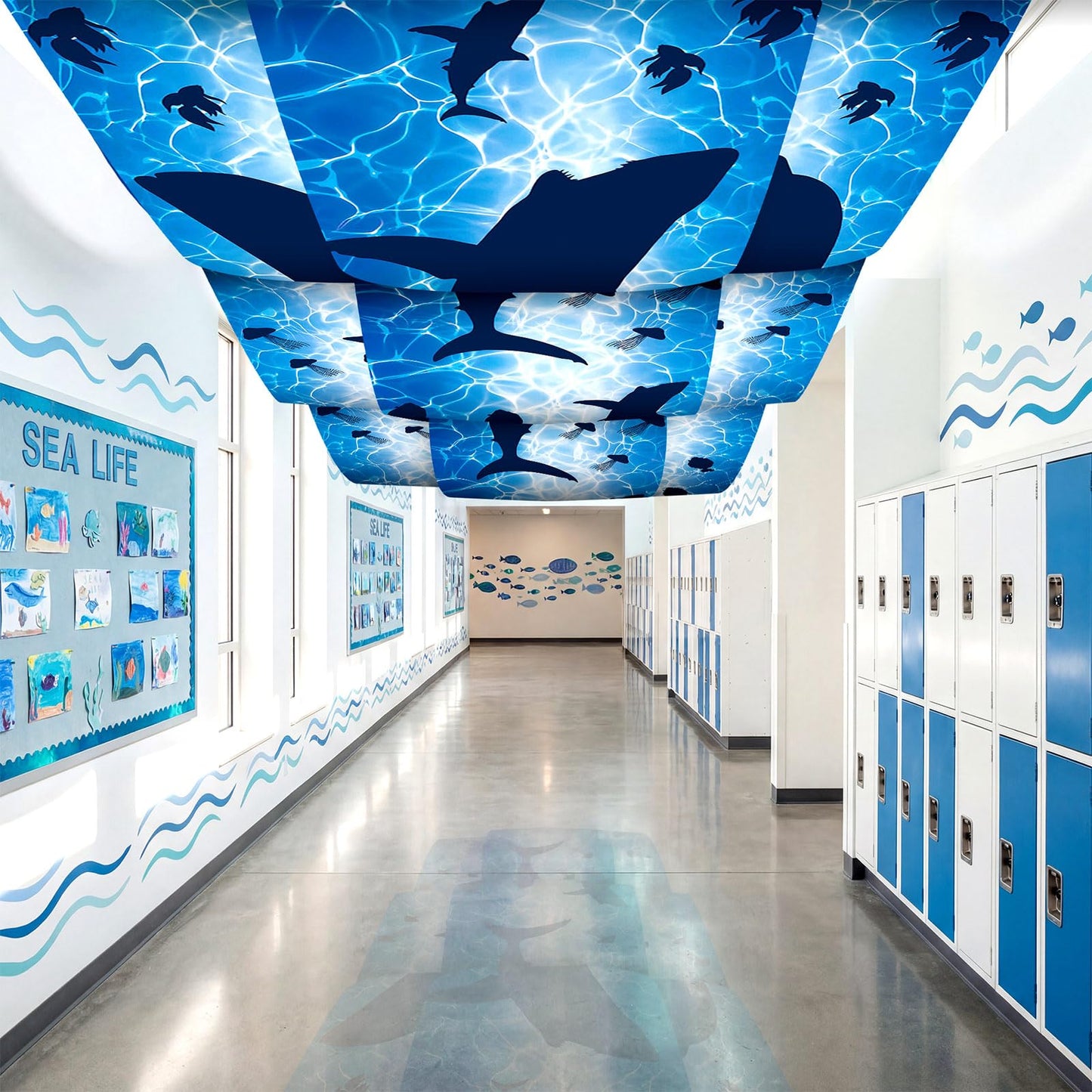 Feifeiya 3 Pcs Under The Sea Ceiling Decorations 24 Inch x 12 ft Vbs 2026 Decorations Summer Ocean Birthday Party Decor Ceiling Cover Banner for Summer Vocation Church Sunday School Daycare Classroom