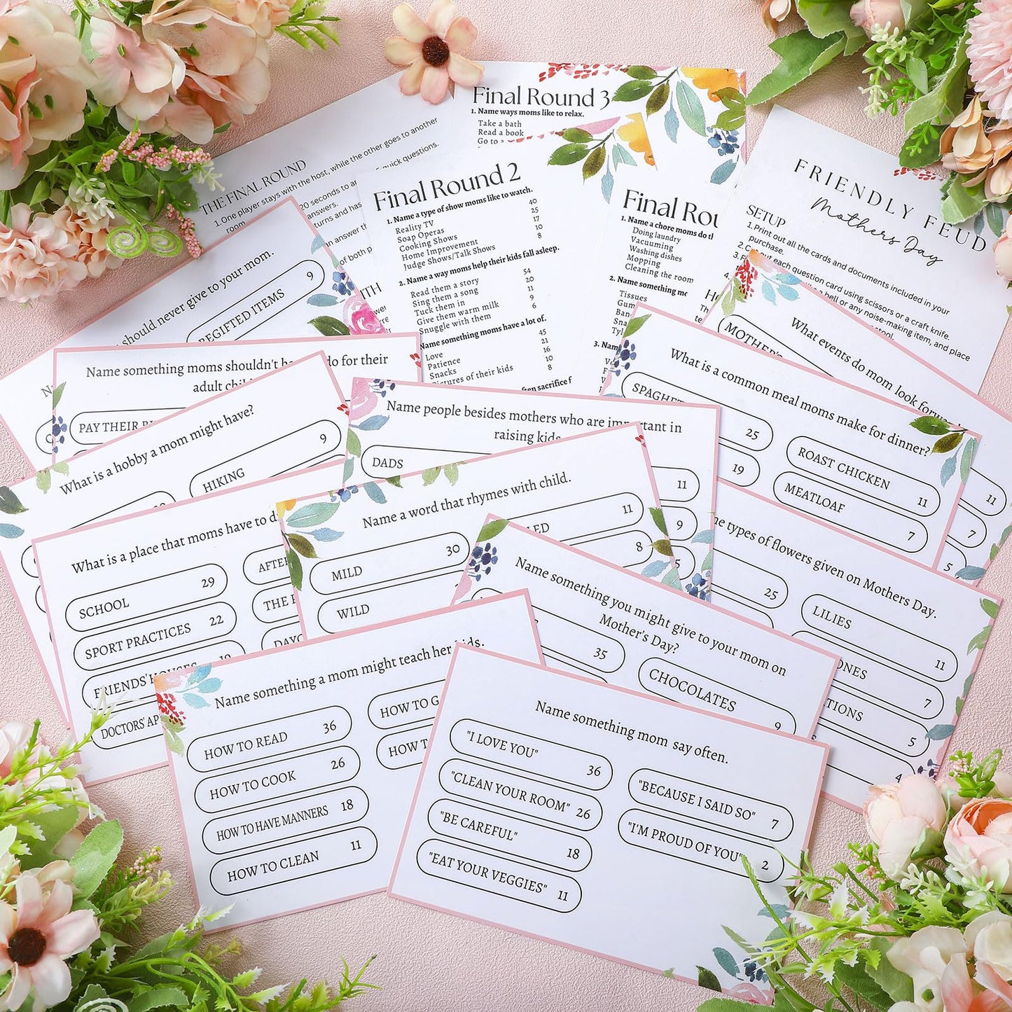 Syhood Mother's Day Friendly Feud Card Game with 2 Answer Buzzers, Family Trivia Quiz Game Night, Fun Party Activities for Adults, Office, Classroom, Large Group and Team Building