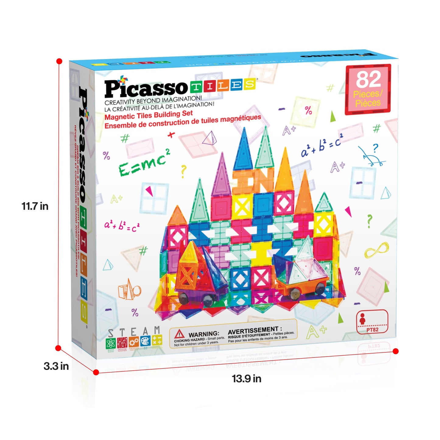 PicassoTiles® PT82 Creativity Set Magnet Building Tiles Clear Color Magnetic 3D Building Block - Creativity Beyond Imagination! Educational, Inspirational, Conventional, Recreational