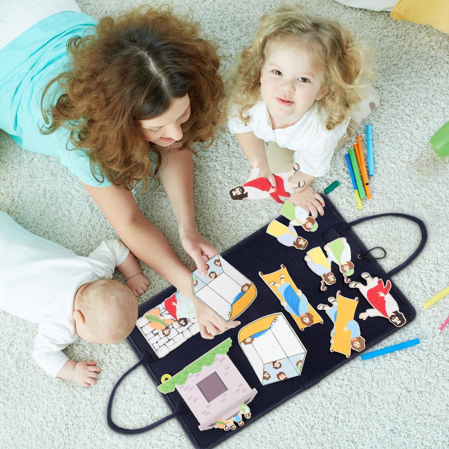 Windkream 12 Set Felt Board Stories Pieces Set Felt Animals Bible Fairy Tales for Preschool Animals Figures Flannel Board Stories for Toddlers Preschool Kindergarten Storytelling(Religious)