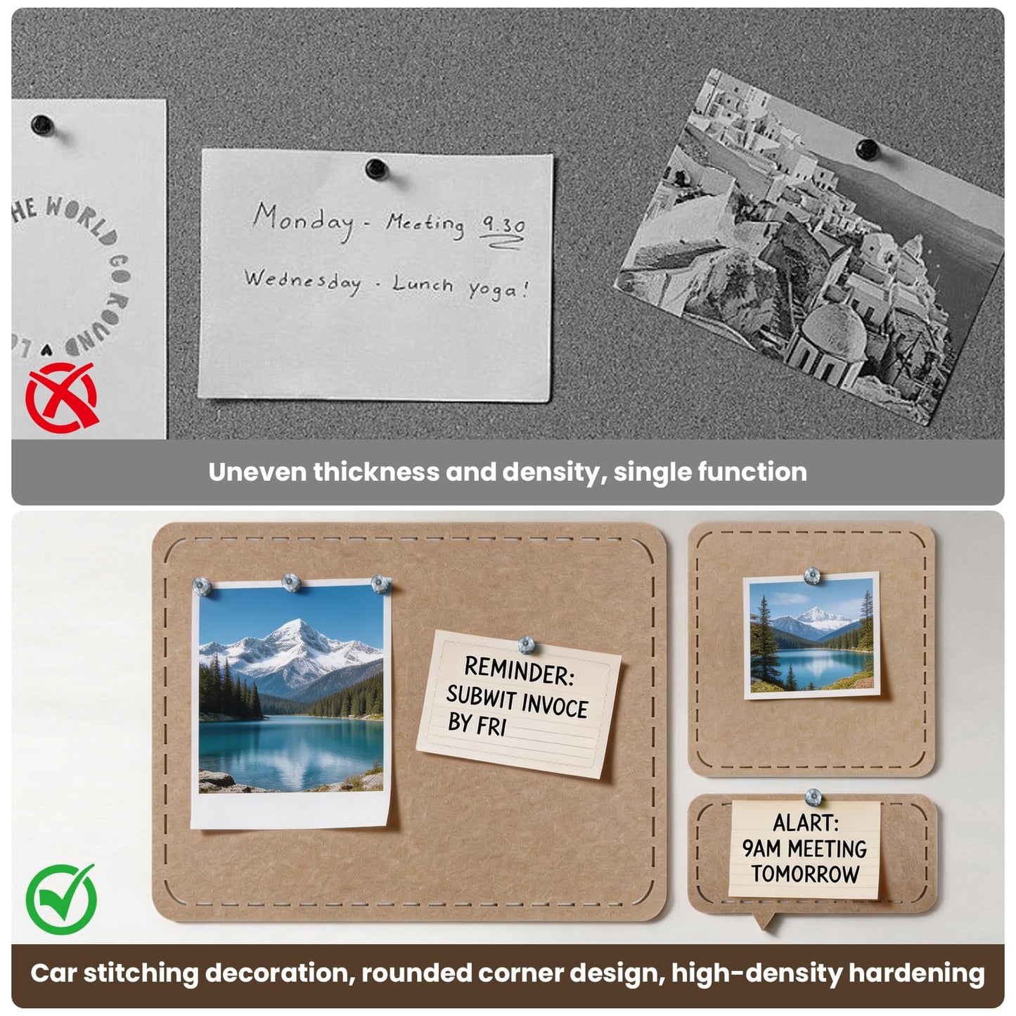 TOMAIX 47 x 24 Felt Bulletin Board Set, Self-Adhesive Background Display Board, Suitable for Office, Classroom, and Home Decoration, Can Be Used to Stick Notes, Photos, and Memos(Camel)