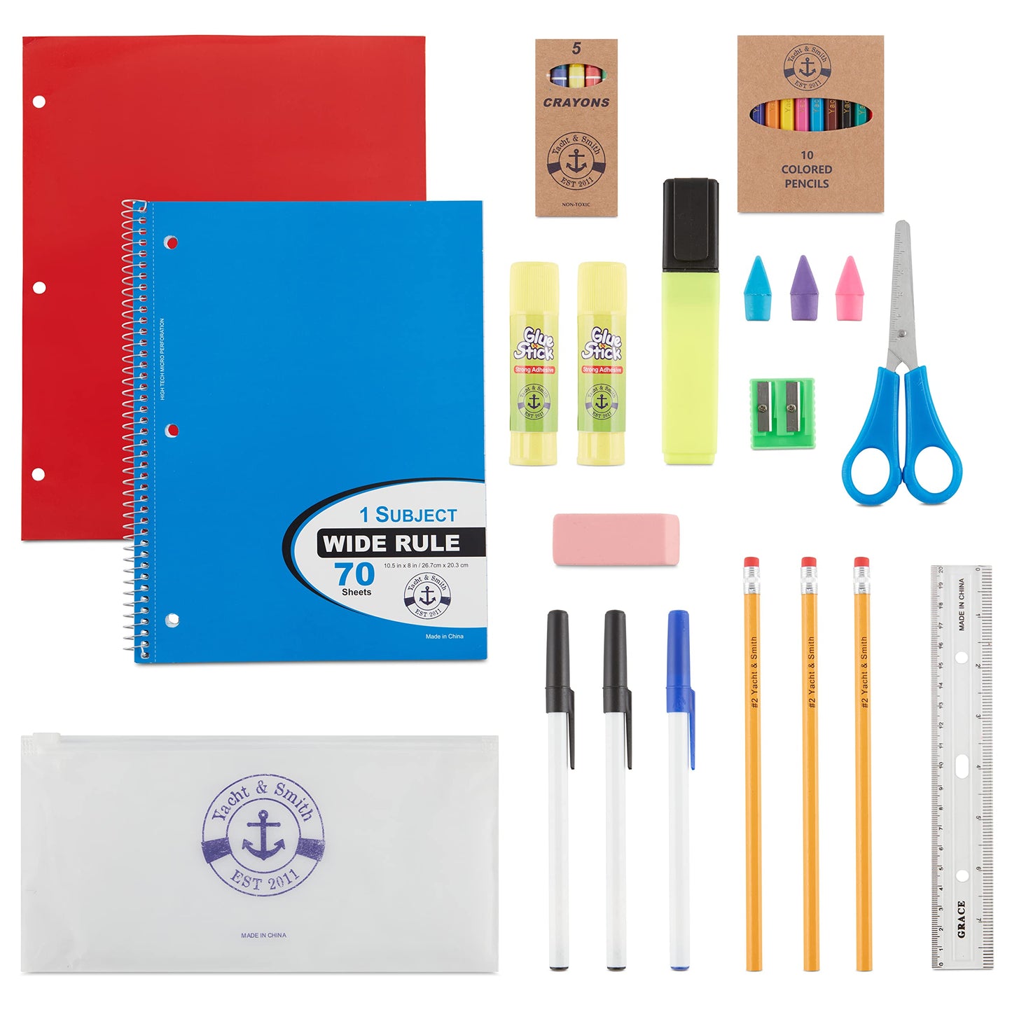 34 Piece School Supplies Kit for School Children – Wholesale Back to School Kids Essential Bundle Supply Pack for Girls & Boys