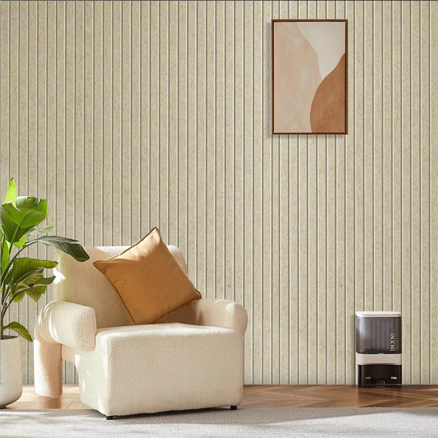 Large Cork Board for Office, 8 Pack Felt Wall Tiles with Slat Wall Paneling and Safe Removable Adhesive Tabs, Felt Bulletin Board Pin Board Cork Boards for Walls - Tan