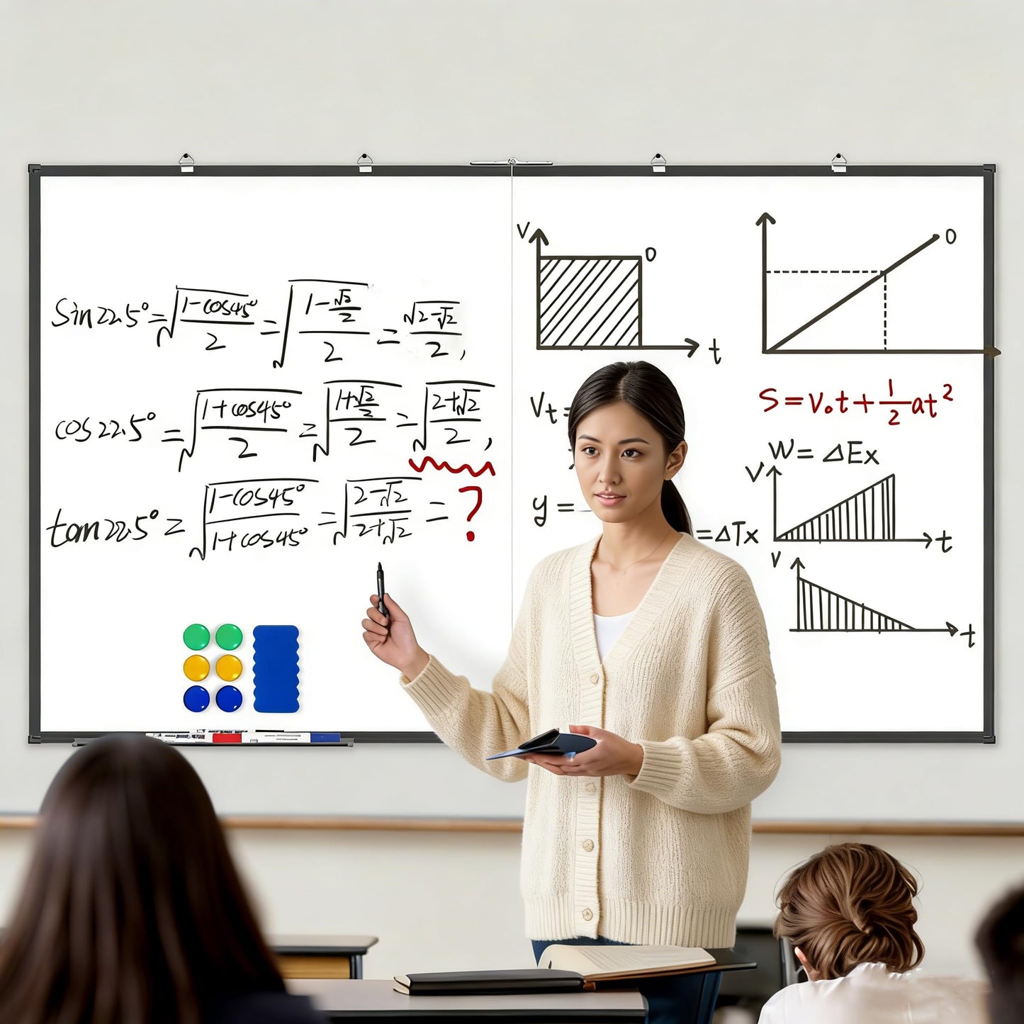 Large Magnetic Dry Erase Whiteboard for Wall - Premium Aluminum Frame, Heavy Duty Office Home School White Board with Marker & Eraser (Easy Install, Durable Surface) (White, 60 X 36 Inch, Black)