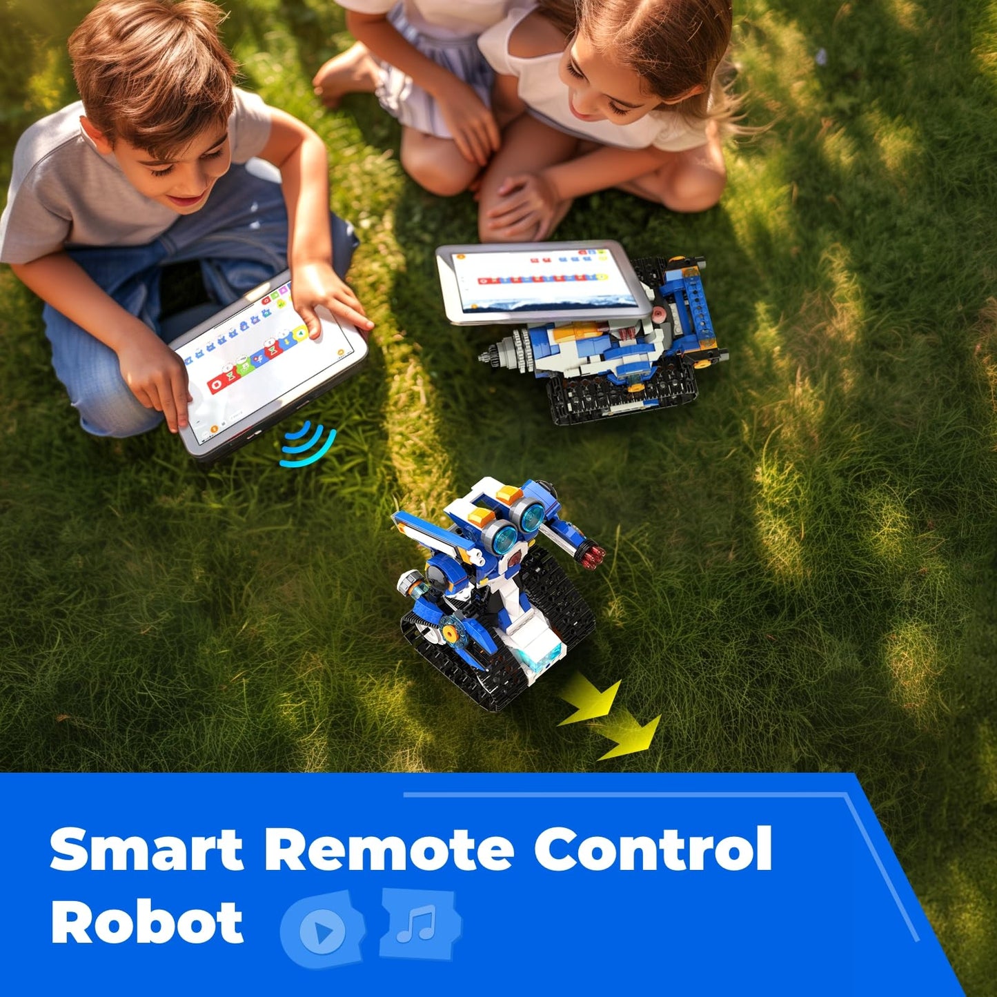Apitor Robot J Creative Building Kit With Storage Box, 6-in-1 Programmable App Remote Control Tank STEM Learning Toy, Educational Coding Gifts for 7-12 Years Old Kids