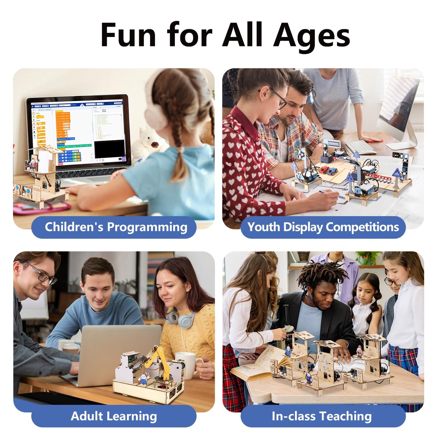 ACEBOTT IoT STEM Kit for Kids,Smart Factory Starter Kit for Arduino ESP32,3D Wooden Puzzles DIY Model Science Educational Set Building Toys for Adults Teens 10+