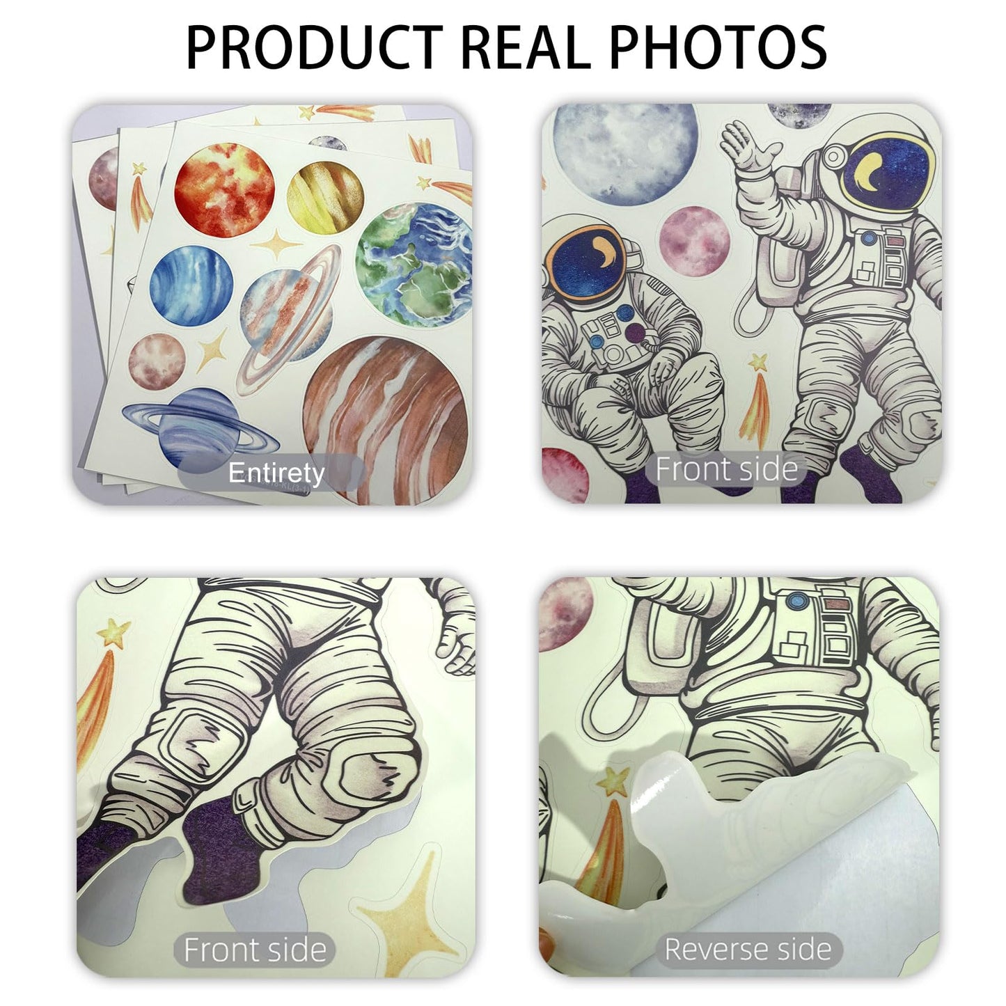Glow in The Dark Solar System Wall Stickers 5 Sheets Bright Astronaut Planet Star Rocket Decals Peel and Stick Clings for Kids Room Bedroom Decoration