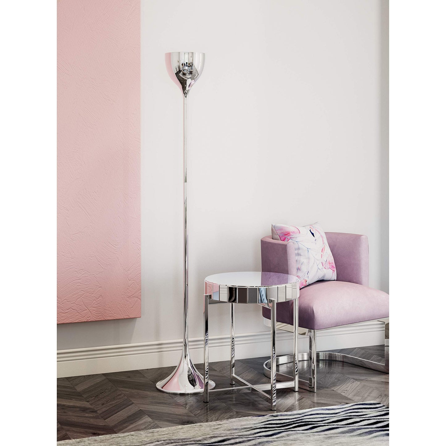 Zuo Neutrino Floor Lamp, Steel, Chrome Finish, Model 50013
