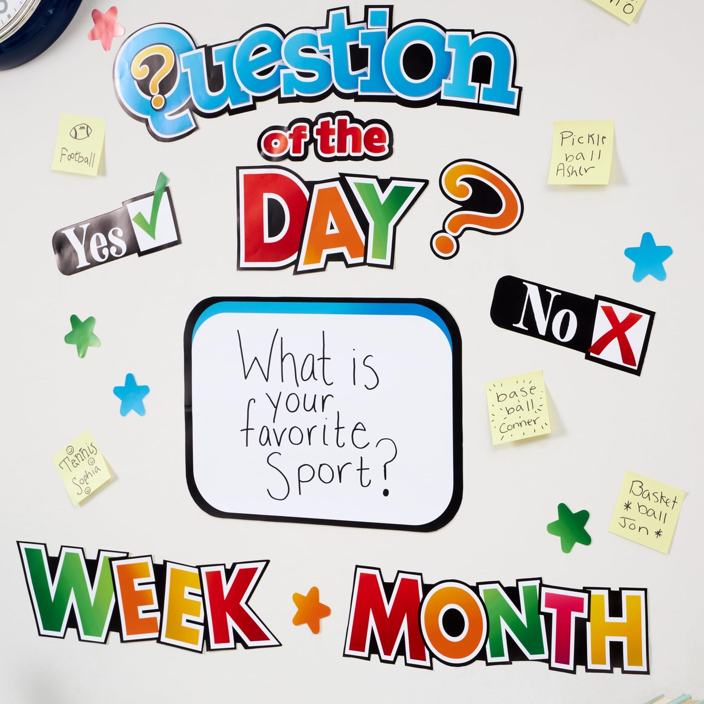 Eureka 661004 Question of The Day Interactive Mini Bulletin Board Set with Dry Erase Headliners, Multicolor, 16 Pieces
