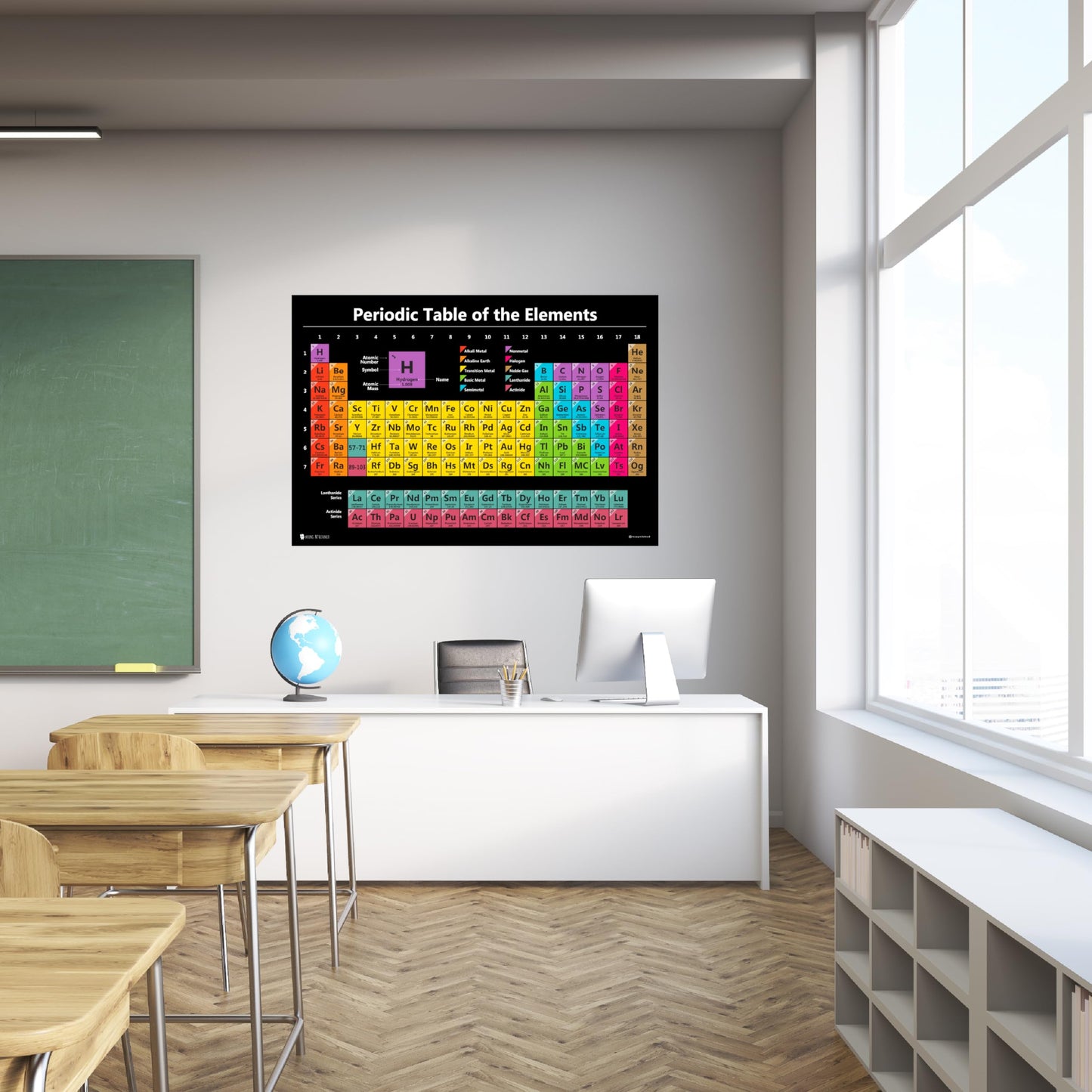 Young N Refined Periodic table science poster EXTRA LARGE Plastic (36x54) 2026 chart teaching BLACK elements classroom decoration jumbo big premium educators atomic number guide