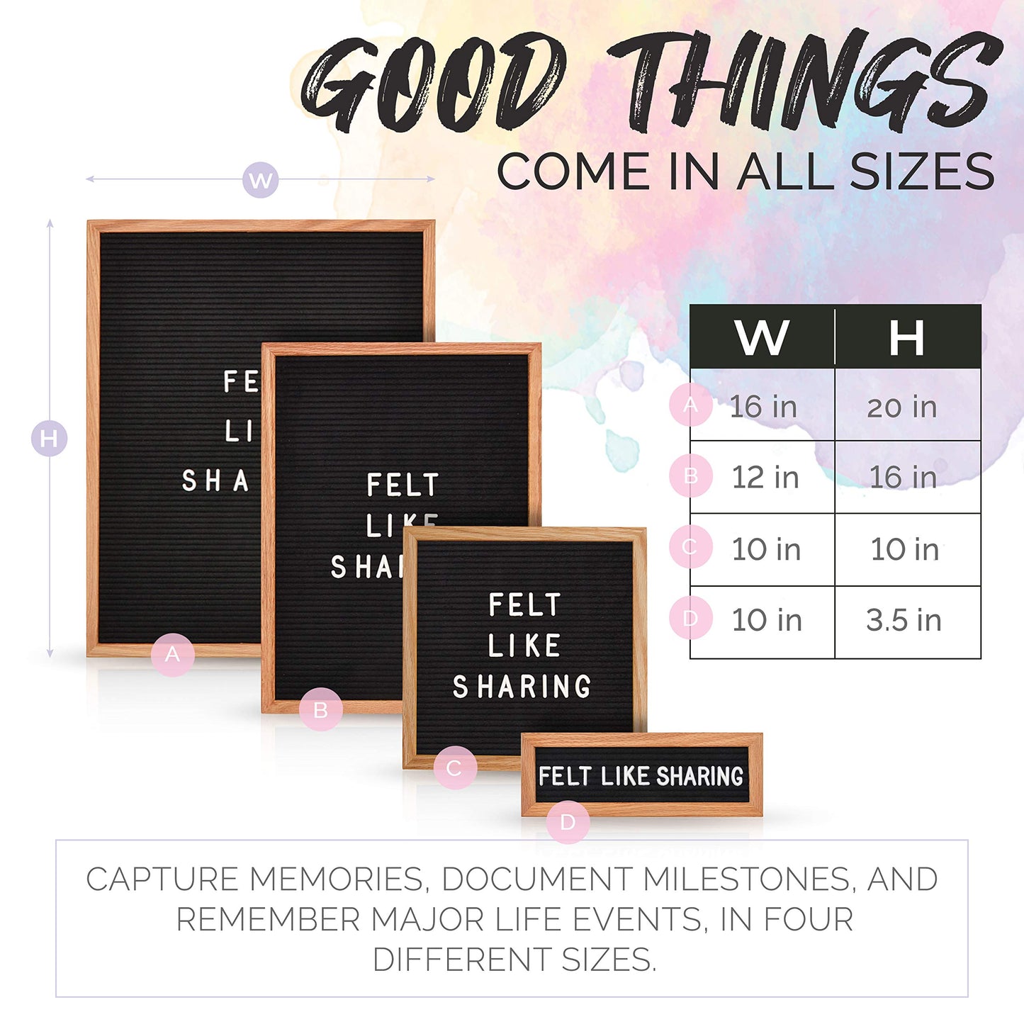Felt Like Sharing Small Letter Board (Light Pink Felt - 10”x3.5”) – Changeable Message Board with 3 Sets of Felt Board Letters for Home & Aesthetic Room Decor – Wall Letterboard Signs In Oak Frame
