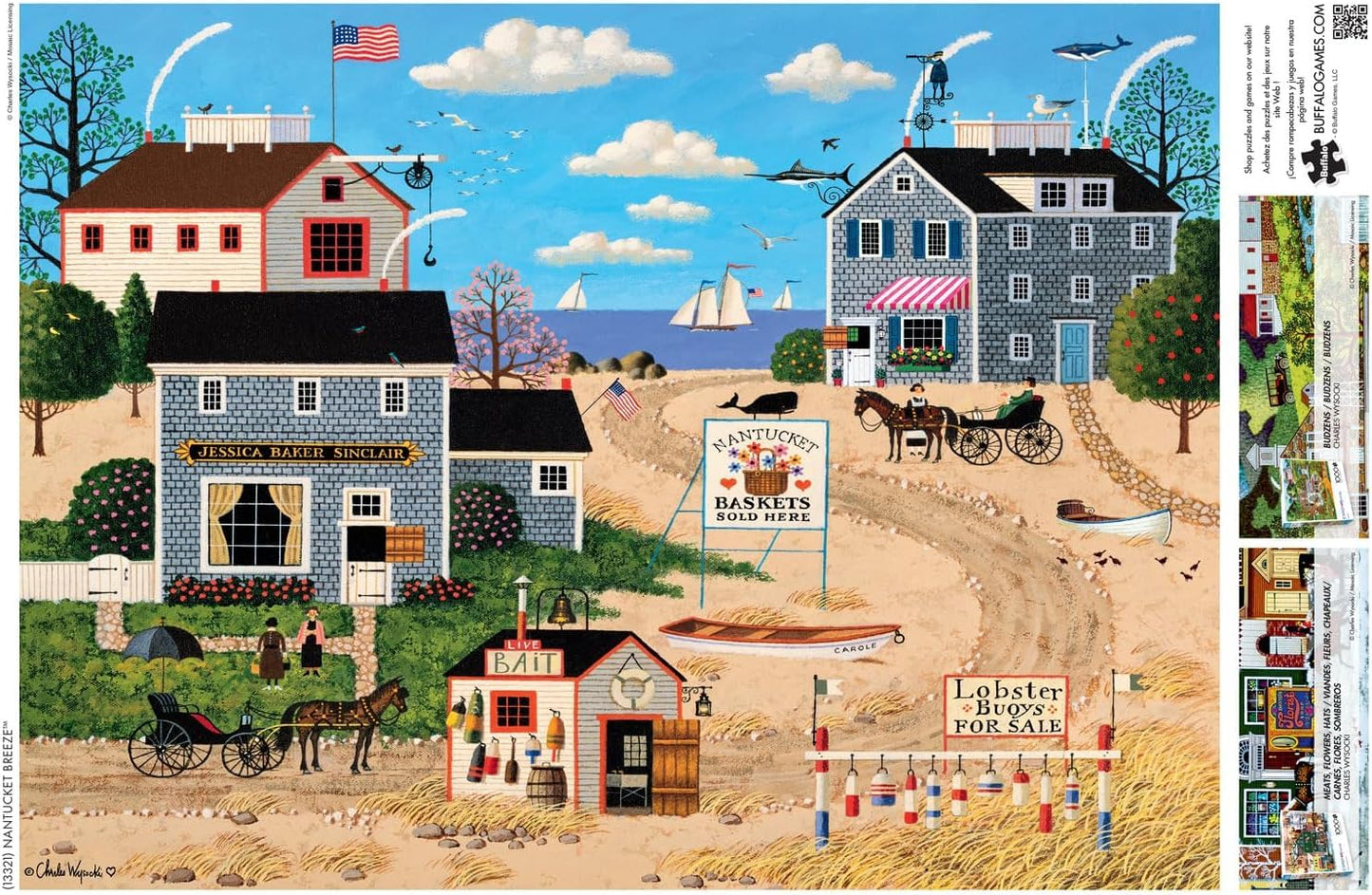 Buffalo Games Charles Wysocki - Nantucket Breeze - 1000 Piece Jigsaw Puzzle - 26.75 x 19.75 in - Full Color Poster - 1000 Piece Puzzle for Adults - Nautical Scene